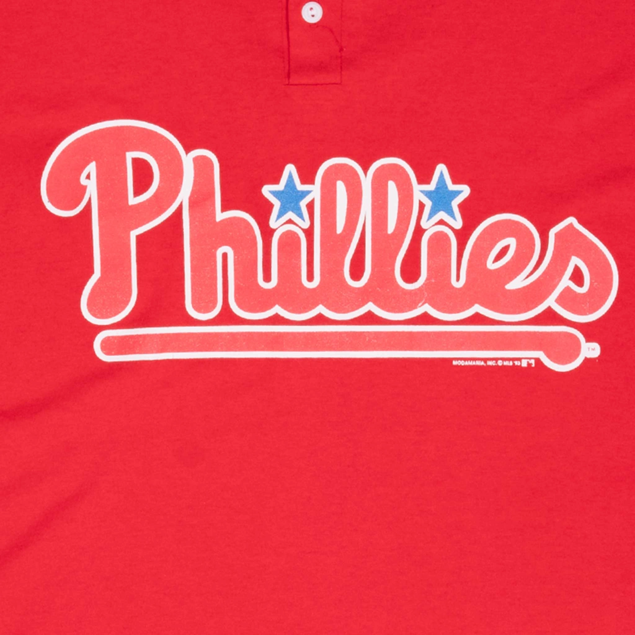 VINTAGE MLB PHILADELPHIA PHILLIES 1993 HENLEY TEE SHIRT XL
