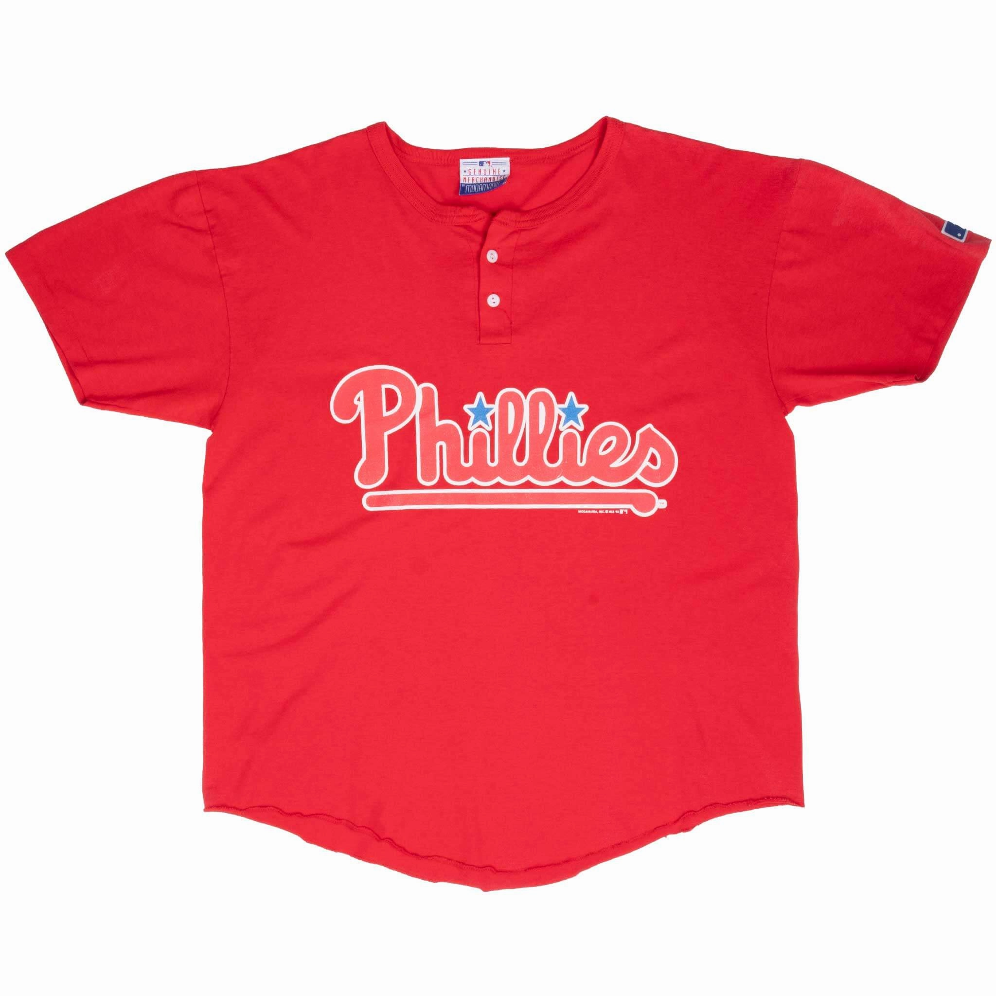 VINTAGE MLB PHILADELPHIA PHILLIES 1993 HENLEY TEE SHIRT XL