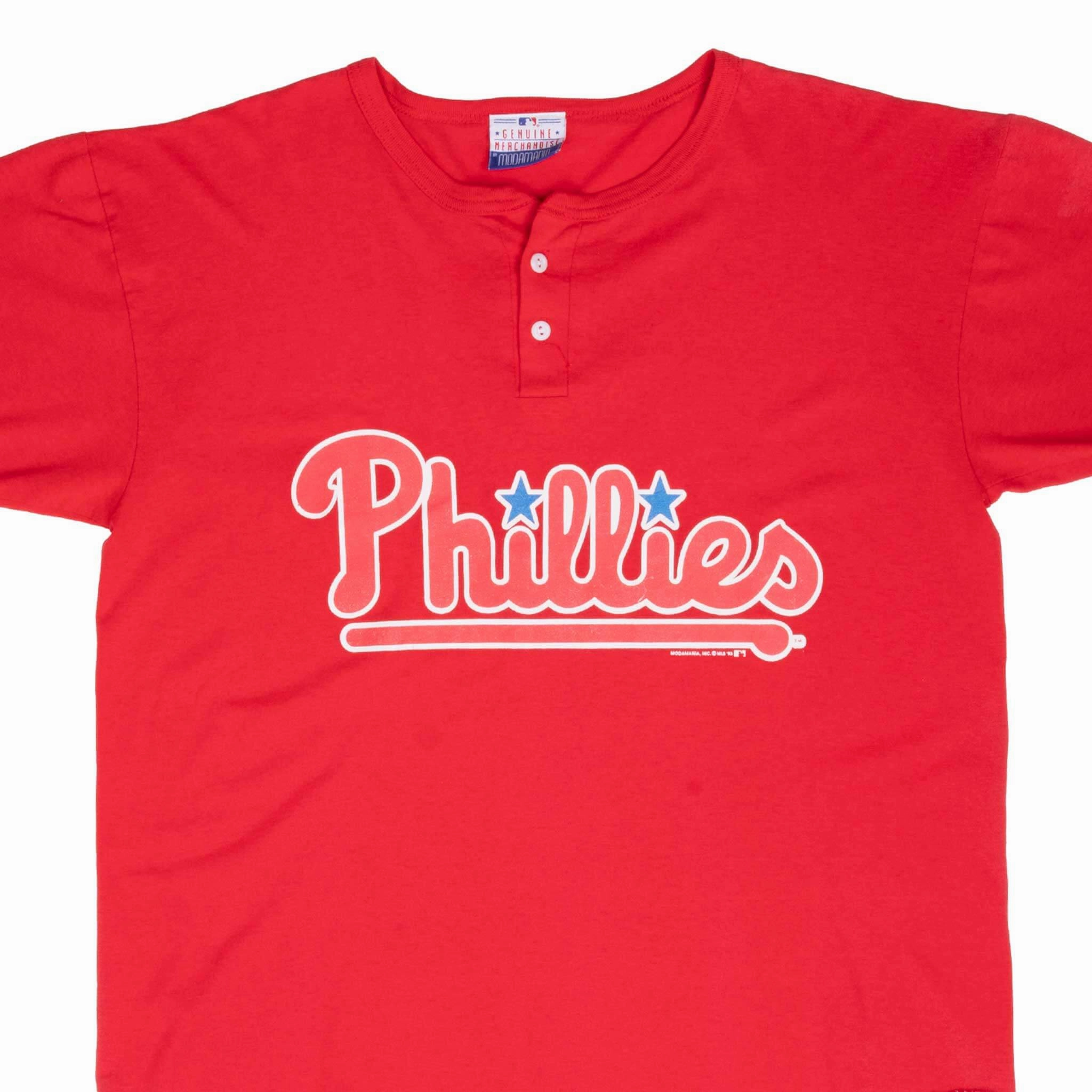 VINTAGE MLB PHILADELPHIA PHILLIES 1993 HENLEY TEE SHIRT XL