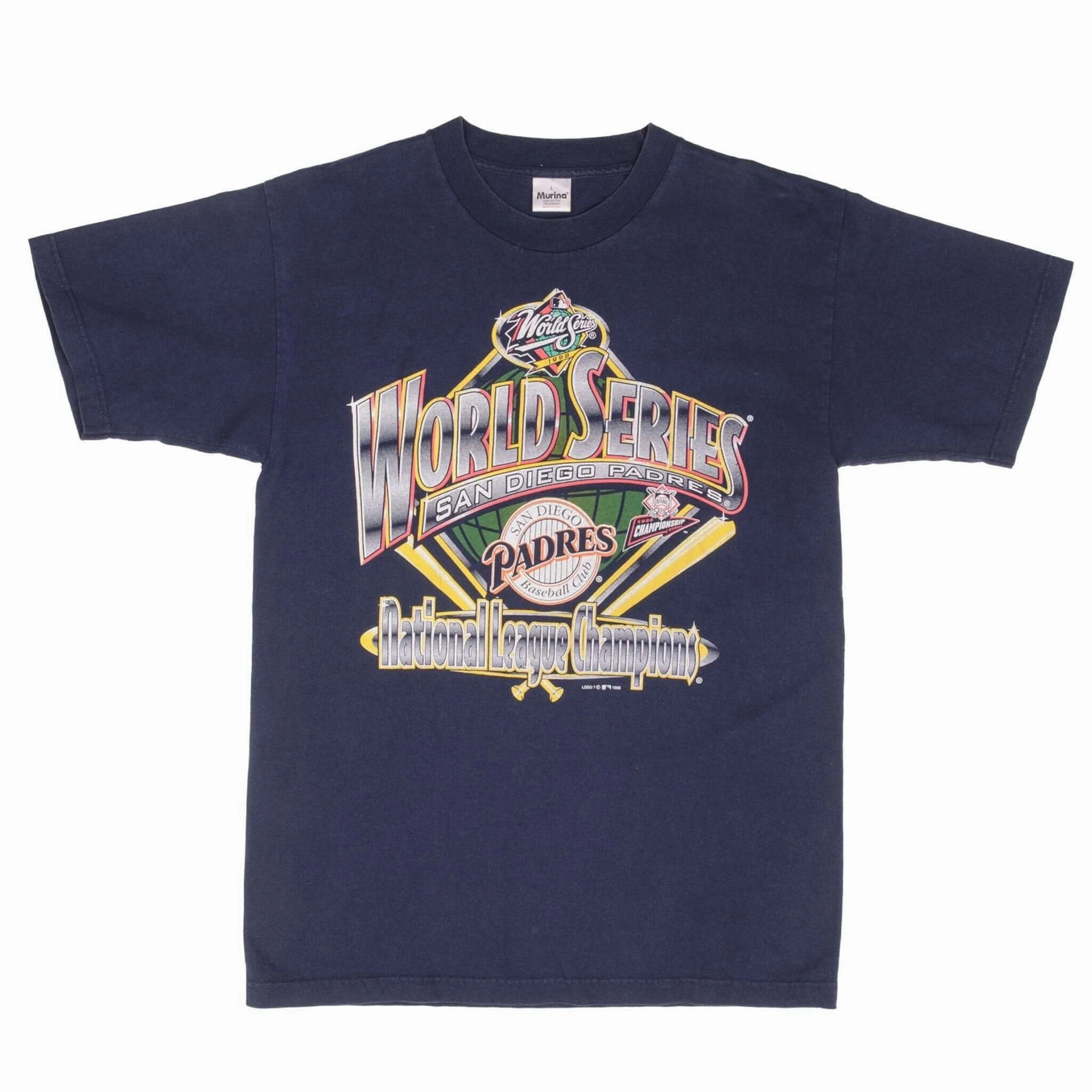 VINTAGE MLB SAN DIEGO PADRES NATIONAL CHAMPIONS 1998 TEE SHIRT LARGE MADE IN USA