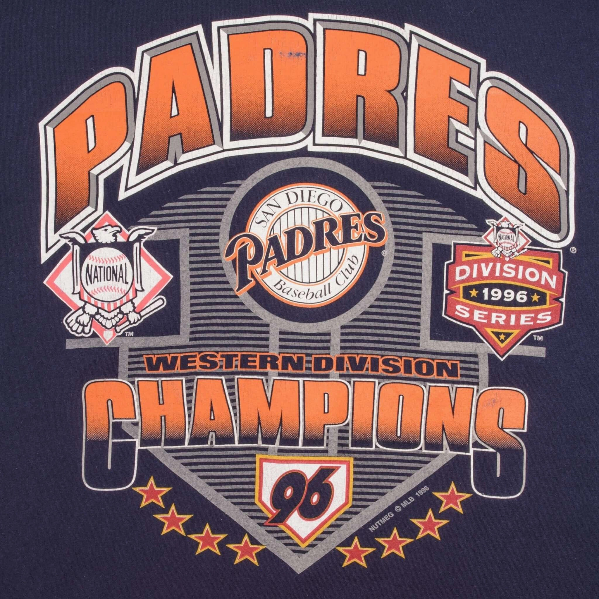 VINTAGE MLB SAN DIEGO PADRES WESTERN CHAMPIONS 1996 TEE SHIRT SIZE XL