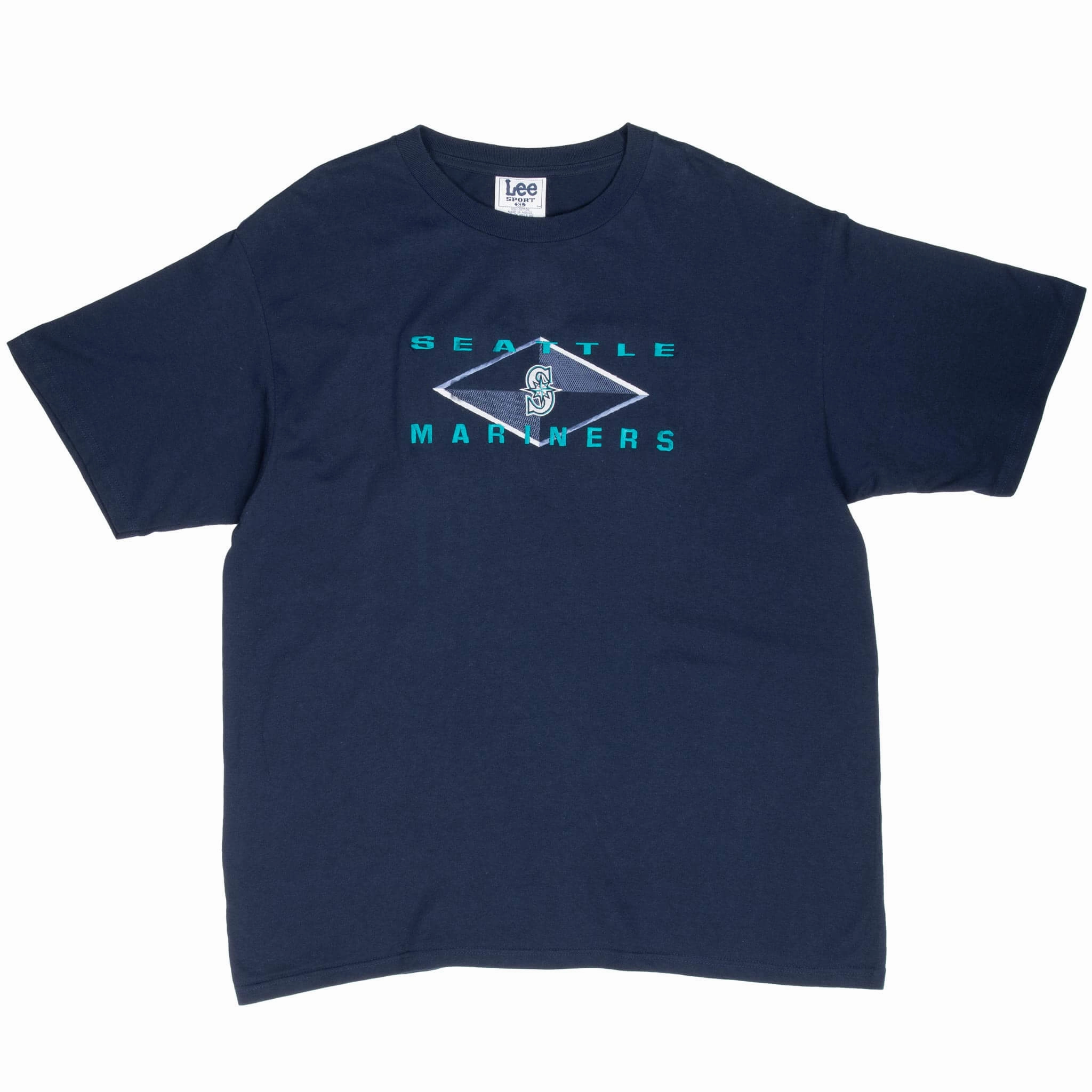VINTAGE MLB SEATTLE MARINERS EMBROIDERED BLUE TEE SHIRT 1990S XL