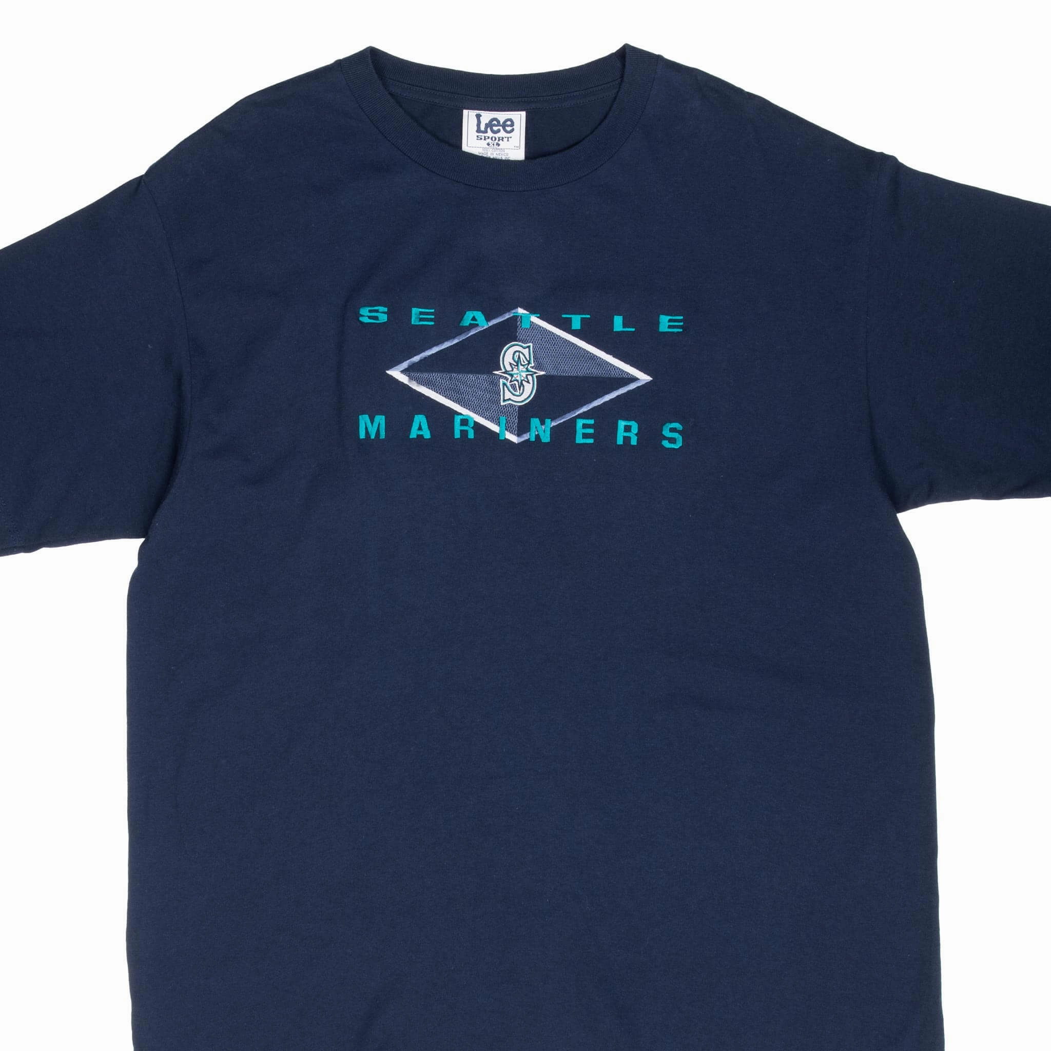 VINTAGE MLB SEATTLE MARINERS EMBROIDERED BLUE TEE SHIRT 1990S XL