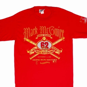 VINTAGE MLB ST LOUIS CARDINALS MARK MCGWIRE RECORD 1998 TEE SHIRT MEDIUM