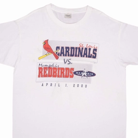 VINTAGE MLB ST LOUIS CARDINALS VS MEMPHIS REDBIRDS TEE SHIRT 2000 SIZE XL