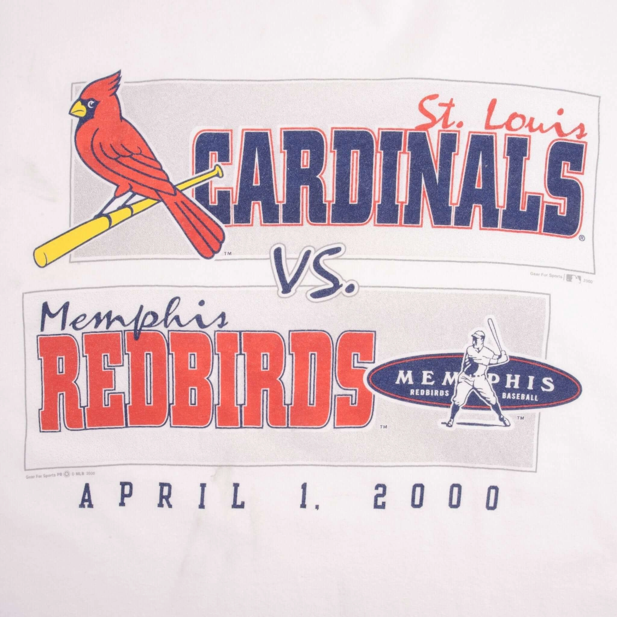VINTAGE MLB ST LOUIS CARDINALS VS MEMPHIS REDBIRDS TEE SHIRT 2000 SIZE XL