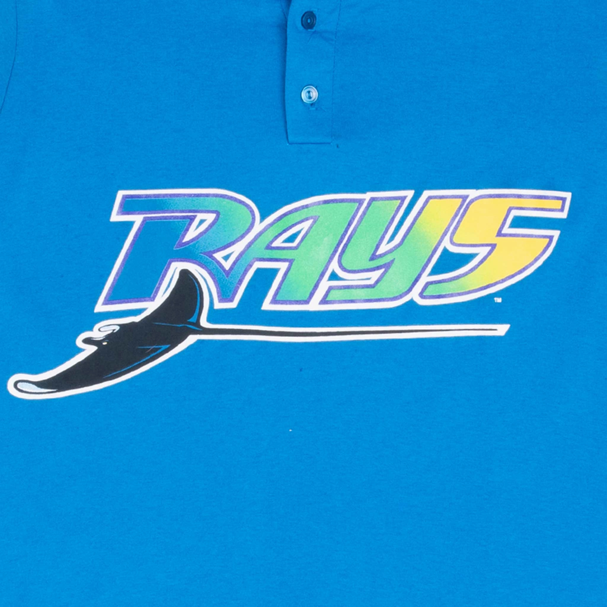 VINTAGE MLB TAMPA BAY RAYS HENLEY TEE SHIRT 1990S XL MADE IN USA