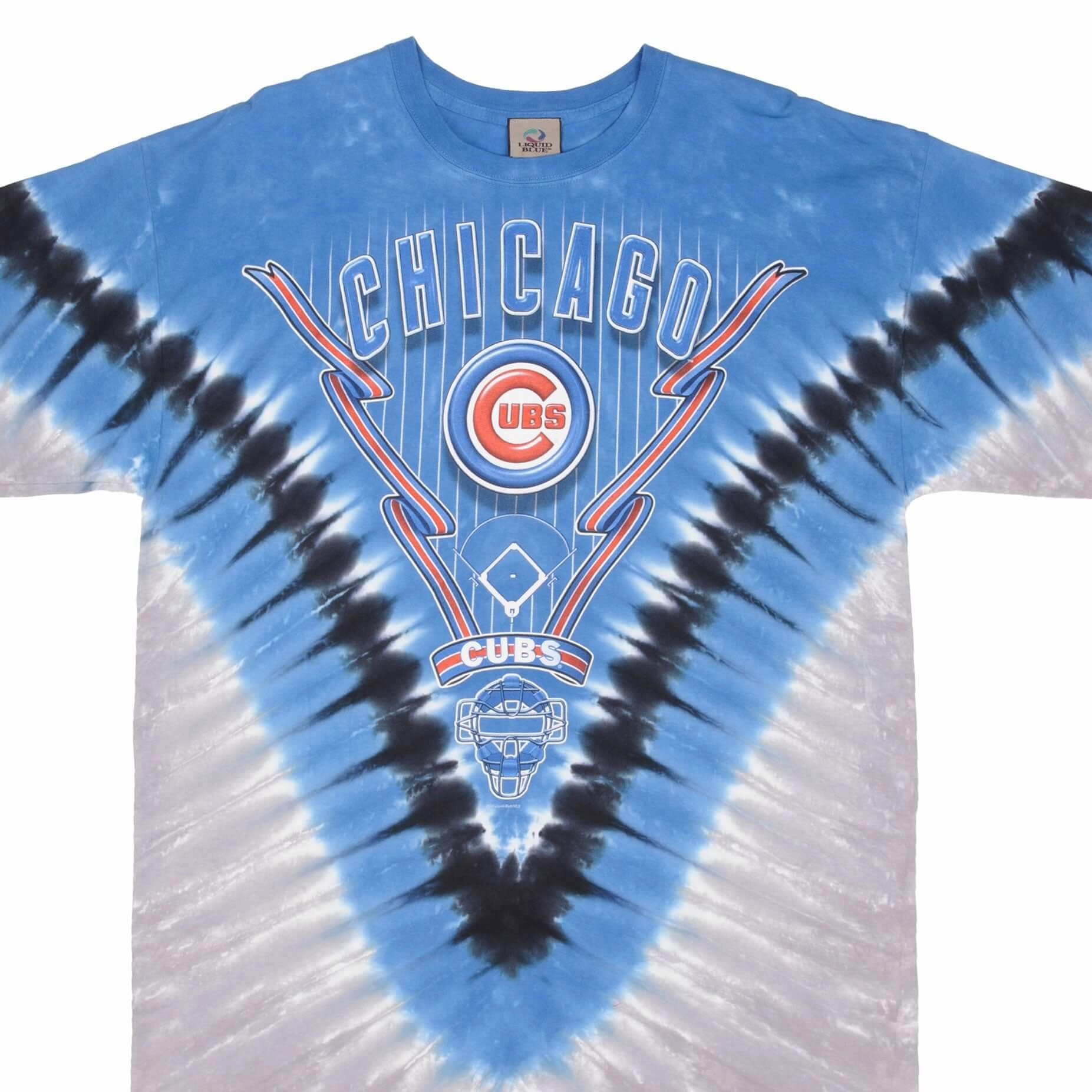 VINTAGE MLB TIE DYE CHICAGO CUBS LIQUID BLUE TEE SHIRT SIZE XL