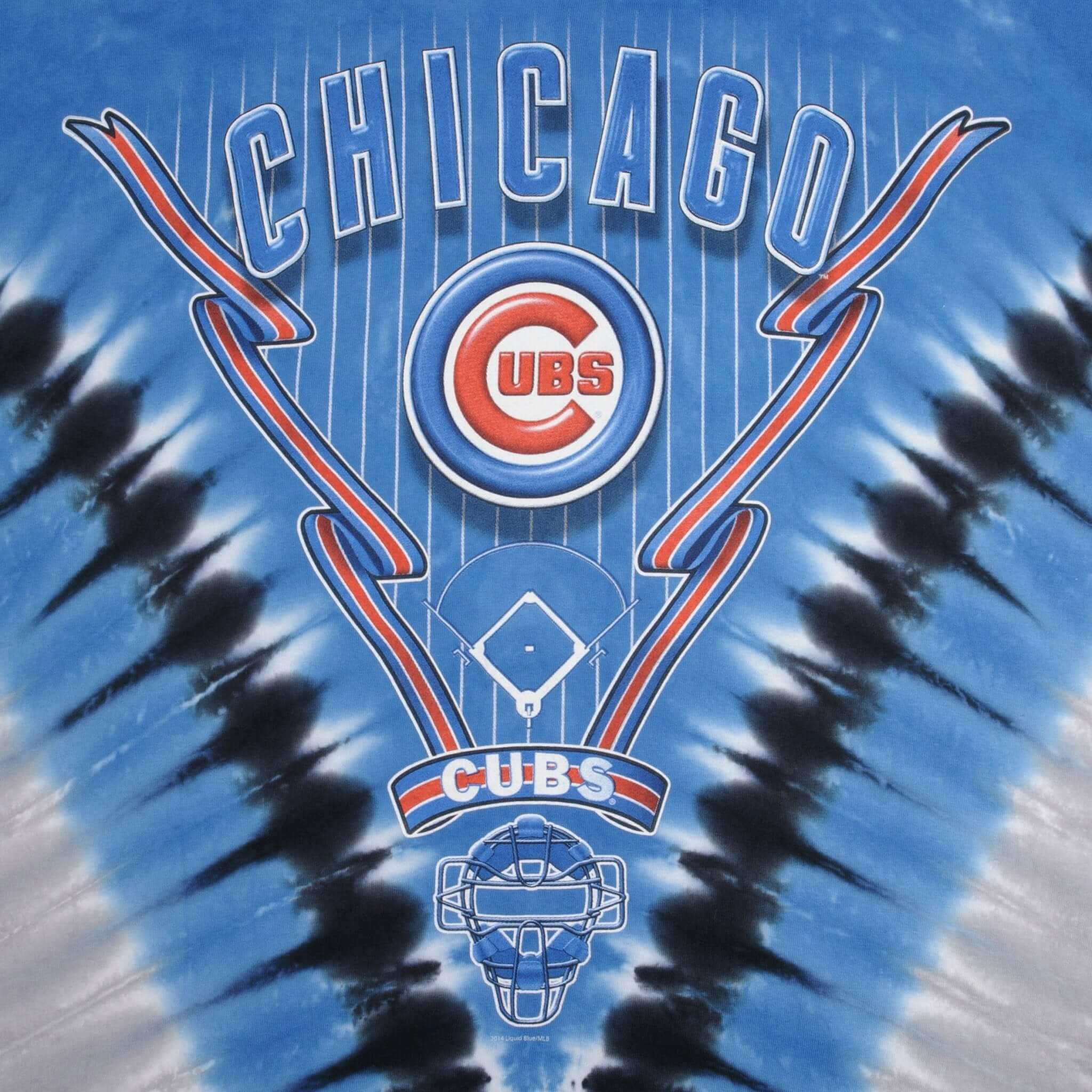 VINTAGE MLB TIE DYE CHICAGO CUBS LIQUID BLUE TEE SHIRT SIZE XL