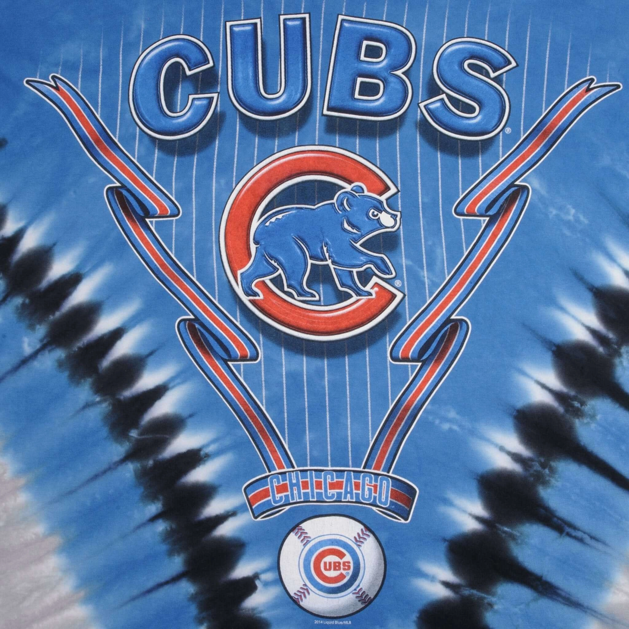 VINTAGE MLB TIE DYE CHICAGO CUBS LIQUID BLUE TEE SHIRT SIZE XL