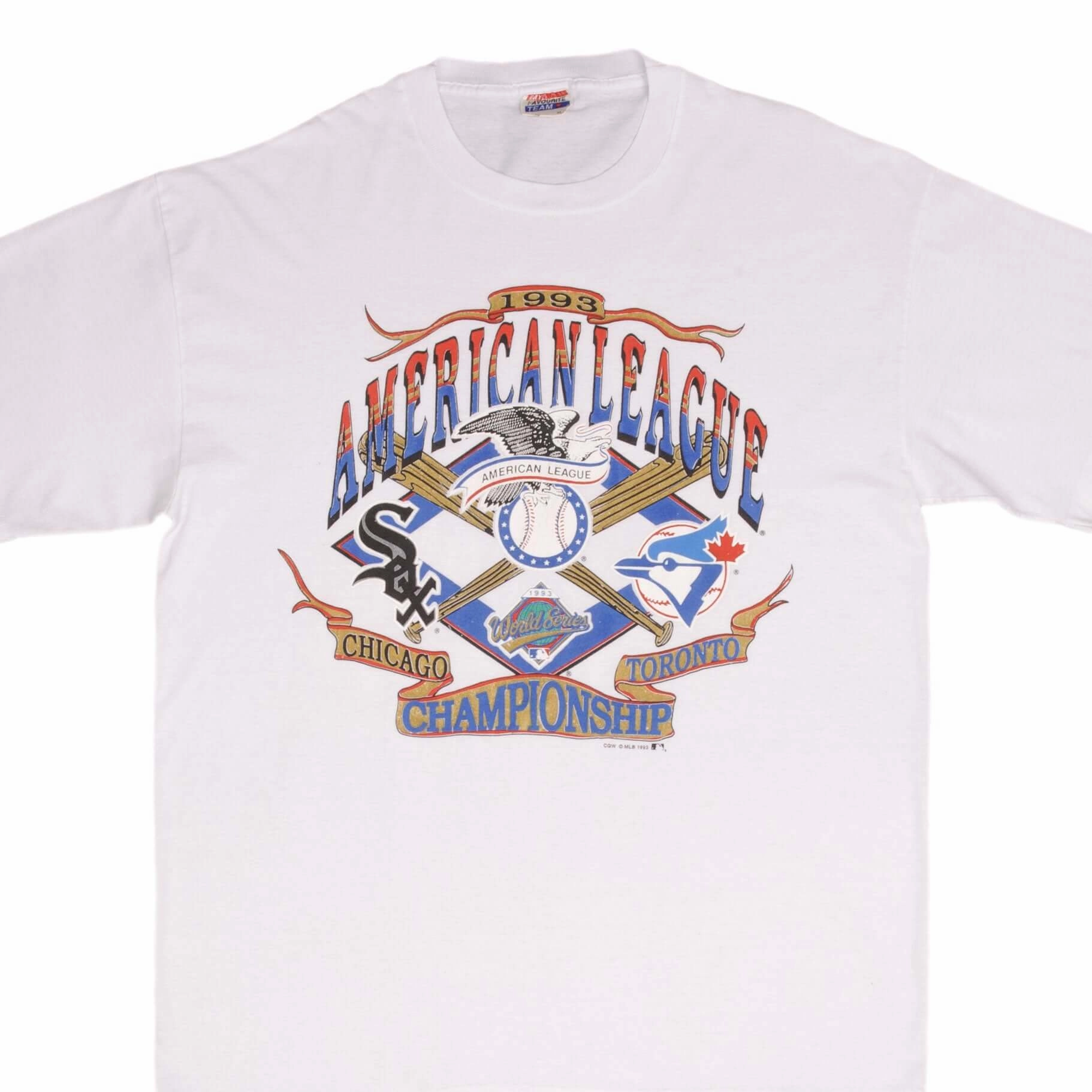VINTAGE MLB WHITE SOX VS BLUE JAYS AMERICAN LEAGUE 1993 TEE SHIRT SIZE XL