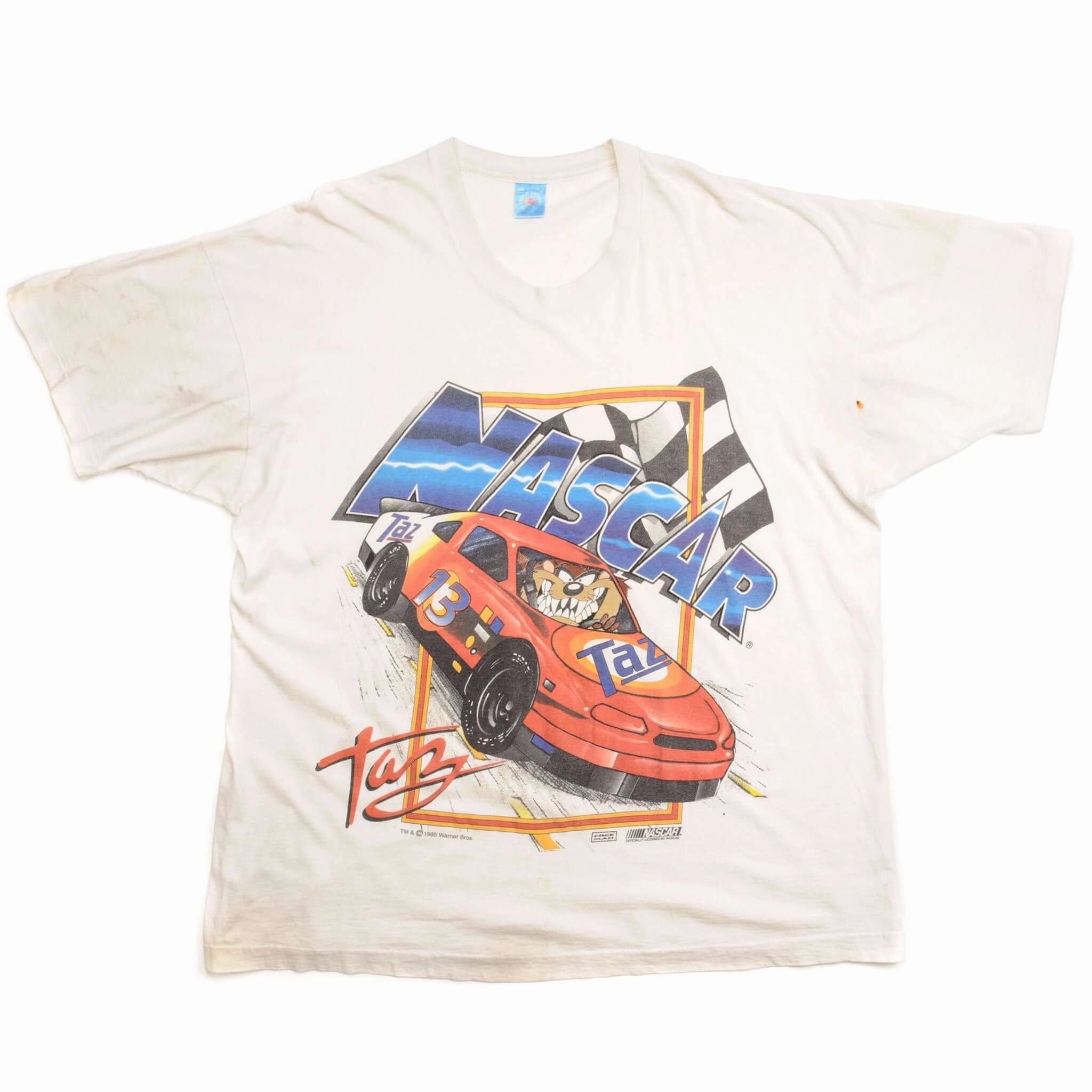 VINTAGE NASCAR TAZ TEE SHIRT 1995 SIZE 2XL MADE IN USA