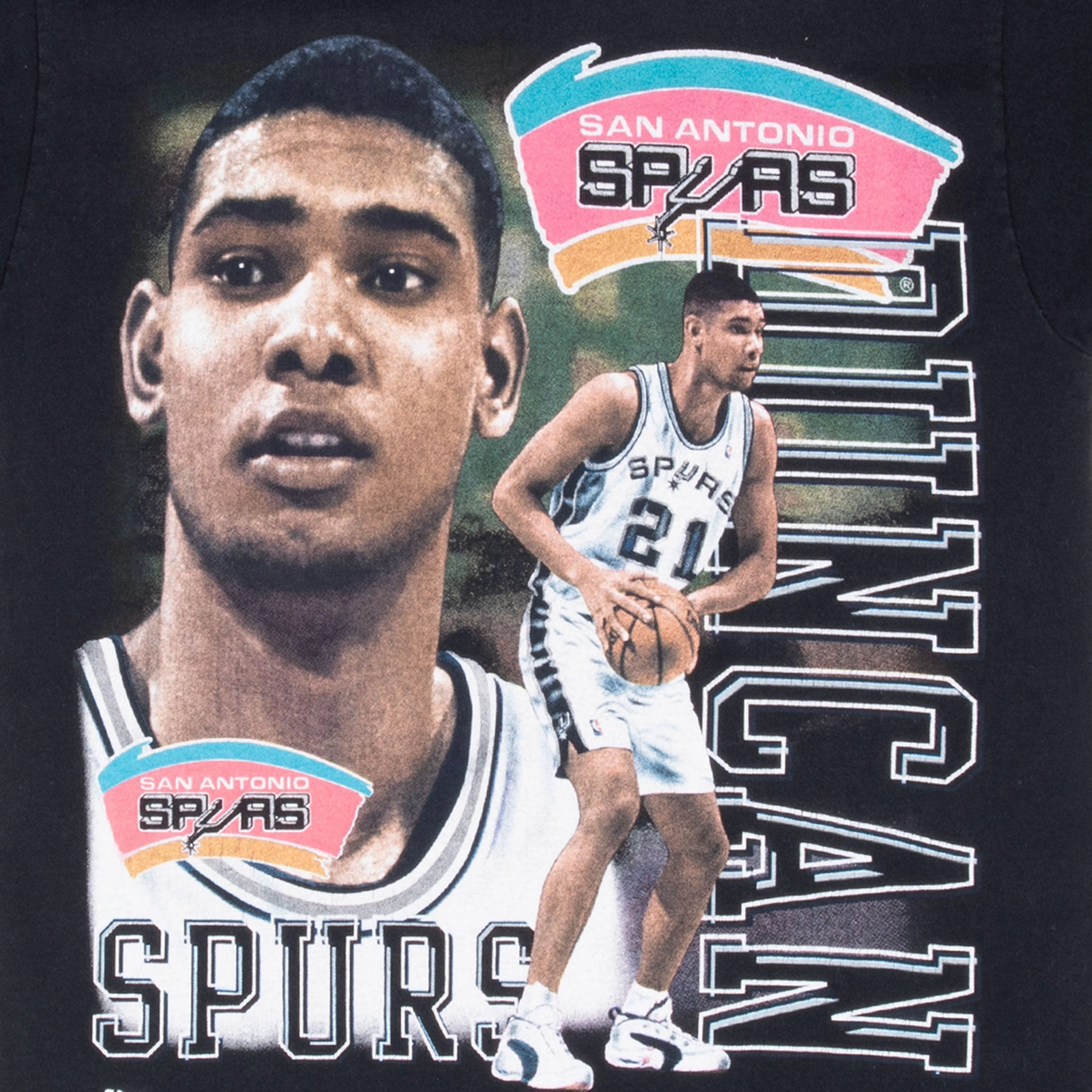 VINTAGE NBA SAN ANTONIO SPURS TIM DUNCAN 1990S TEE SHIRT MEDIUM MADE IN USA