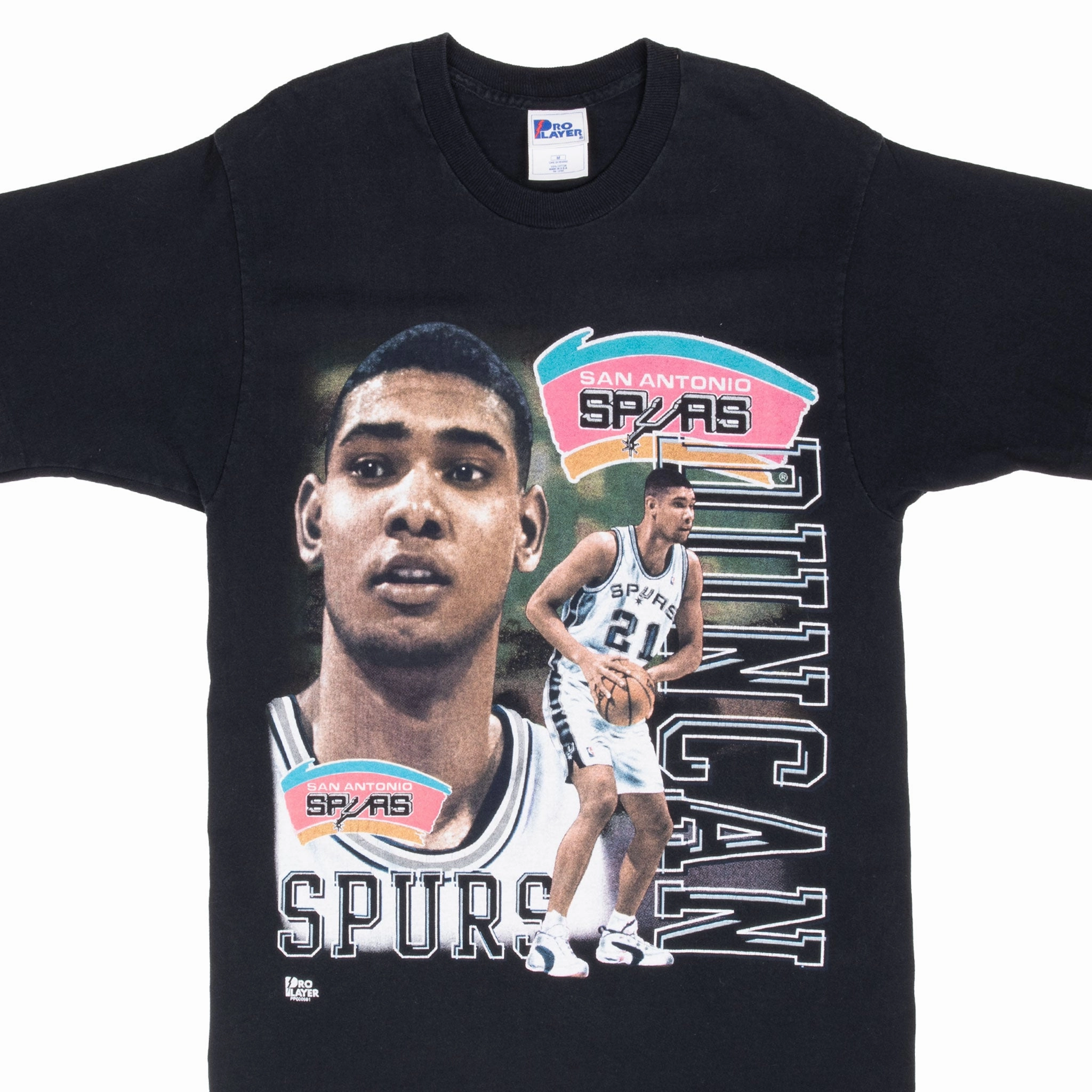VINTAGE NBA SAN ANTONIO SPURS TIM DUNCAN 1990S TEE SHIRT MEDIUM MADE IN USA