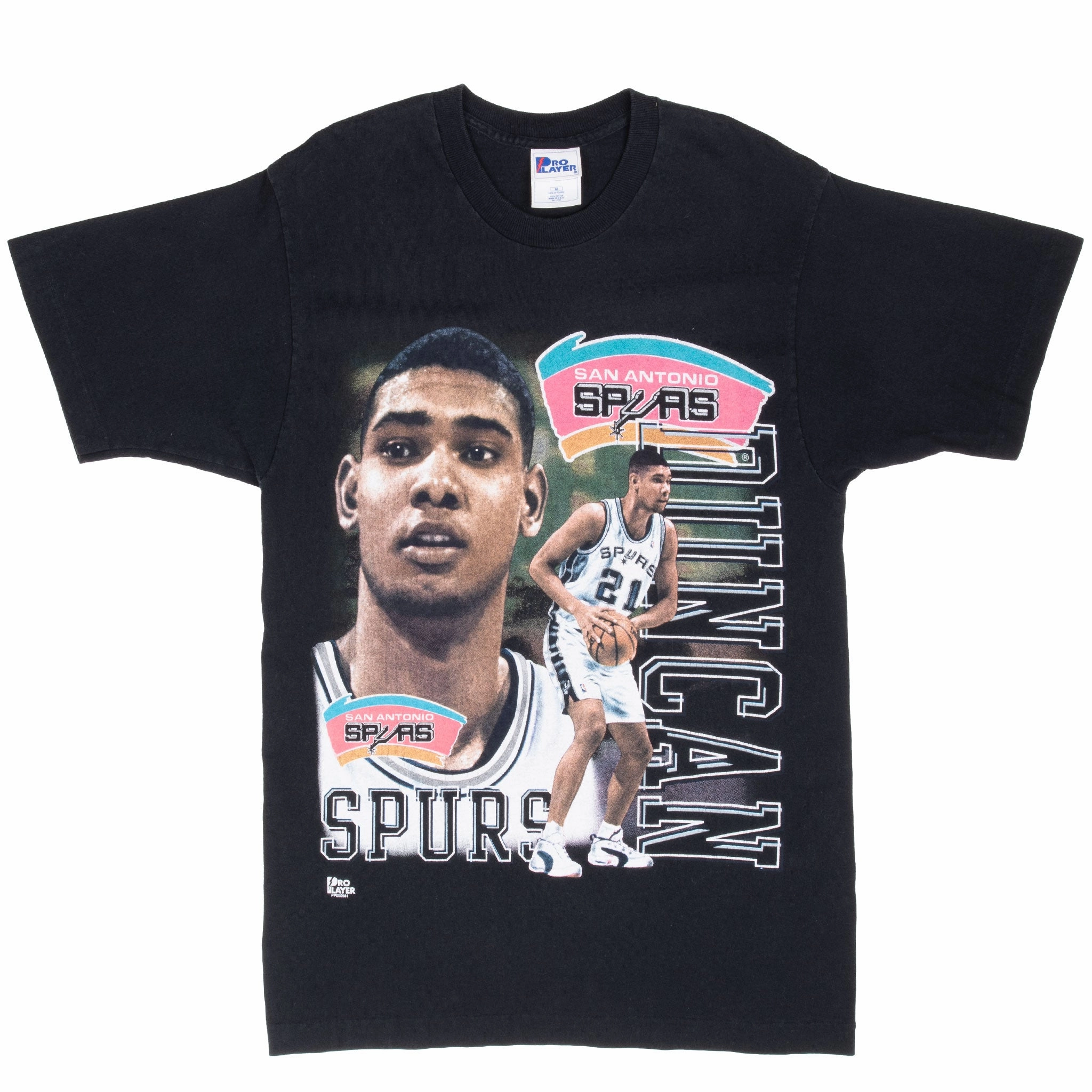 VINTAGE NBA SAN ANTONIO SPURS TIM DUNCAN 1990S TEE SHIRT MEDIUM MADE IN USA