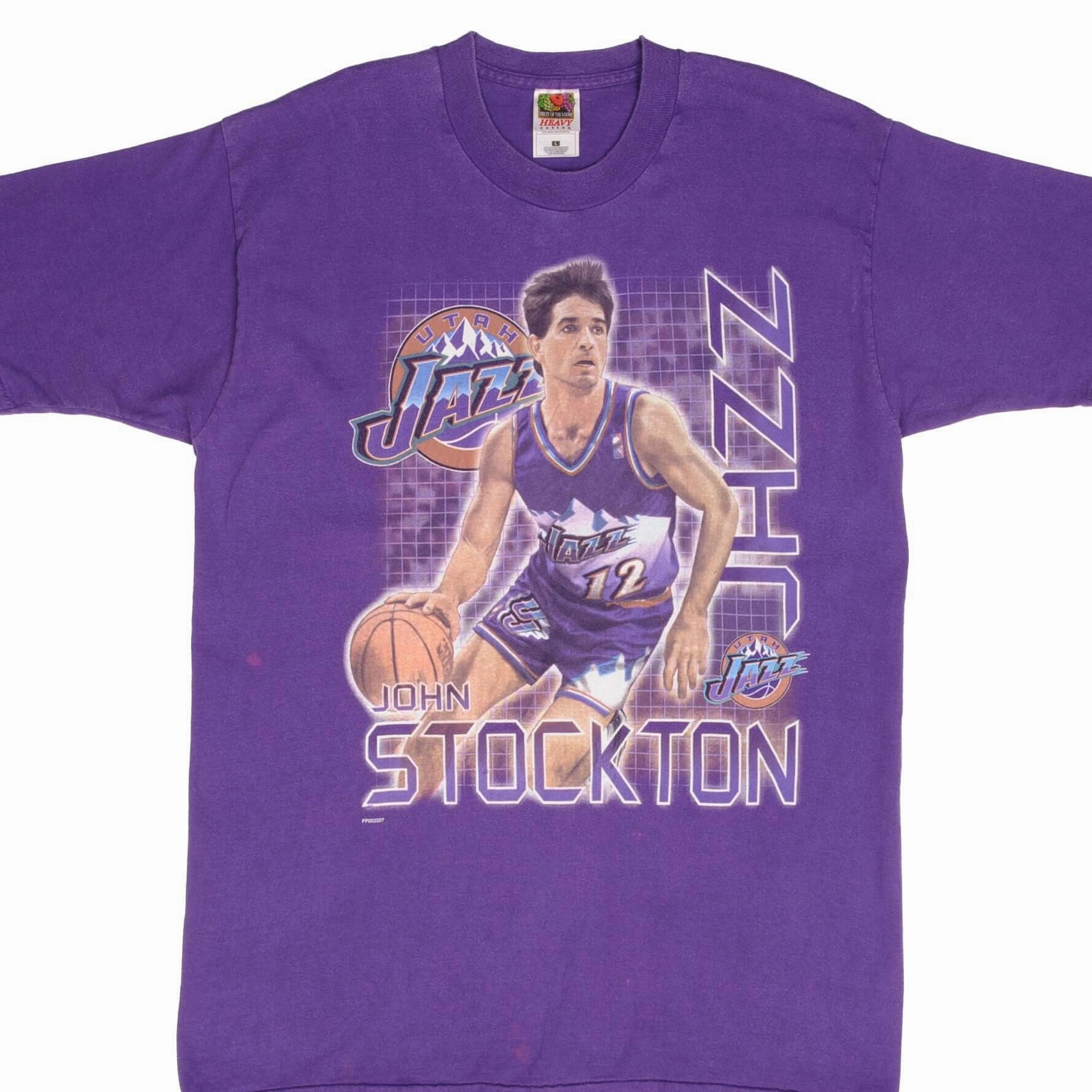 VINTAGE NBA UTAH JAZZ JOHN STOCKTON 1990S TEE SHIRT SIZE LARGE