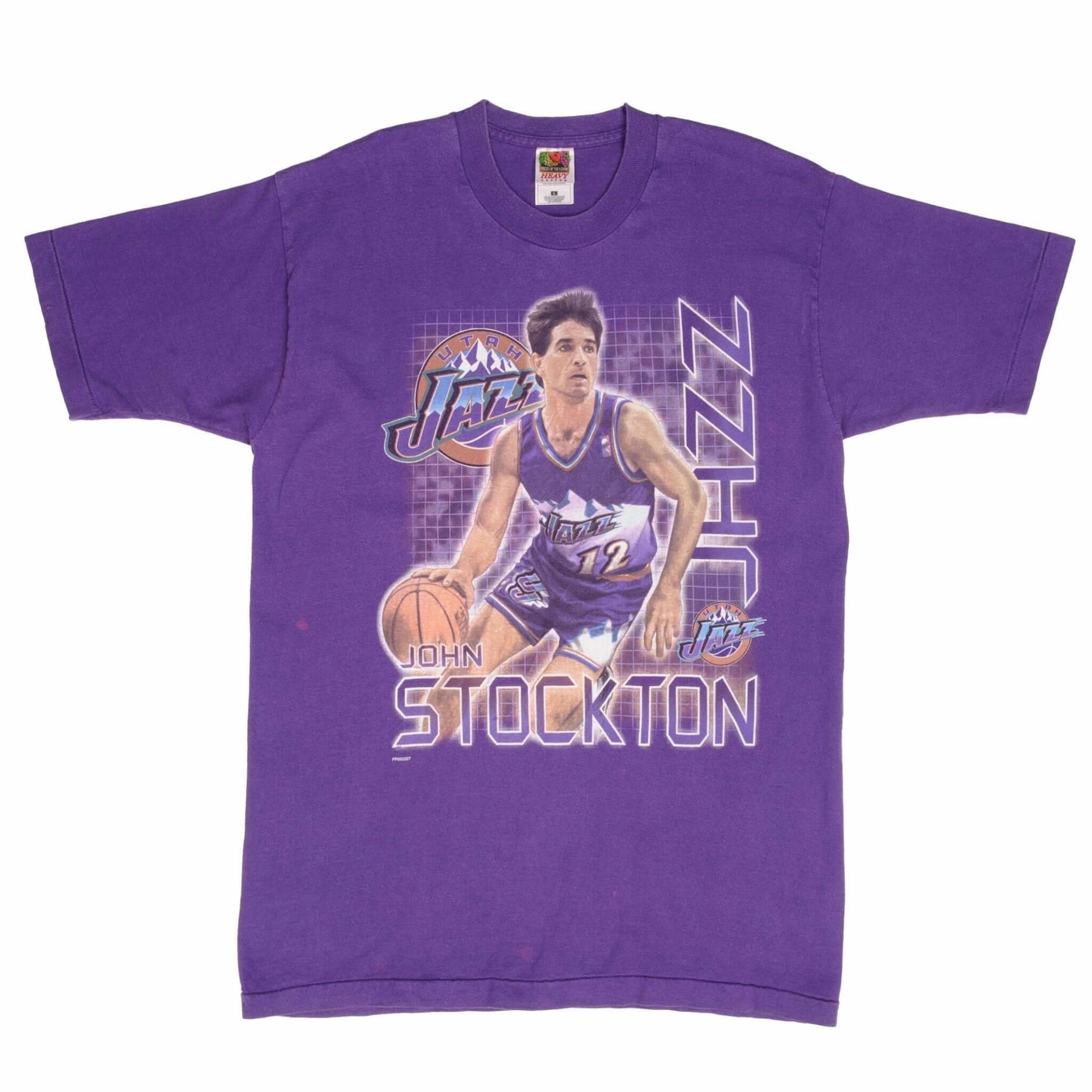 VINTAGE NBA UTAH JAZZ JOHN STOCKTON 1990S TEE SHIRT SIZE LARGE