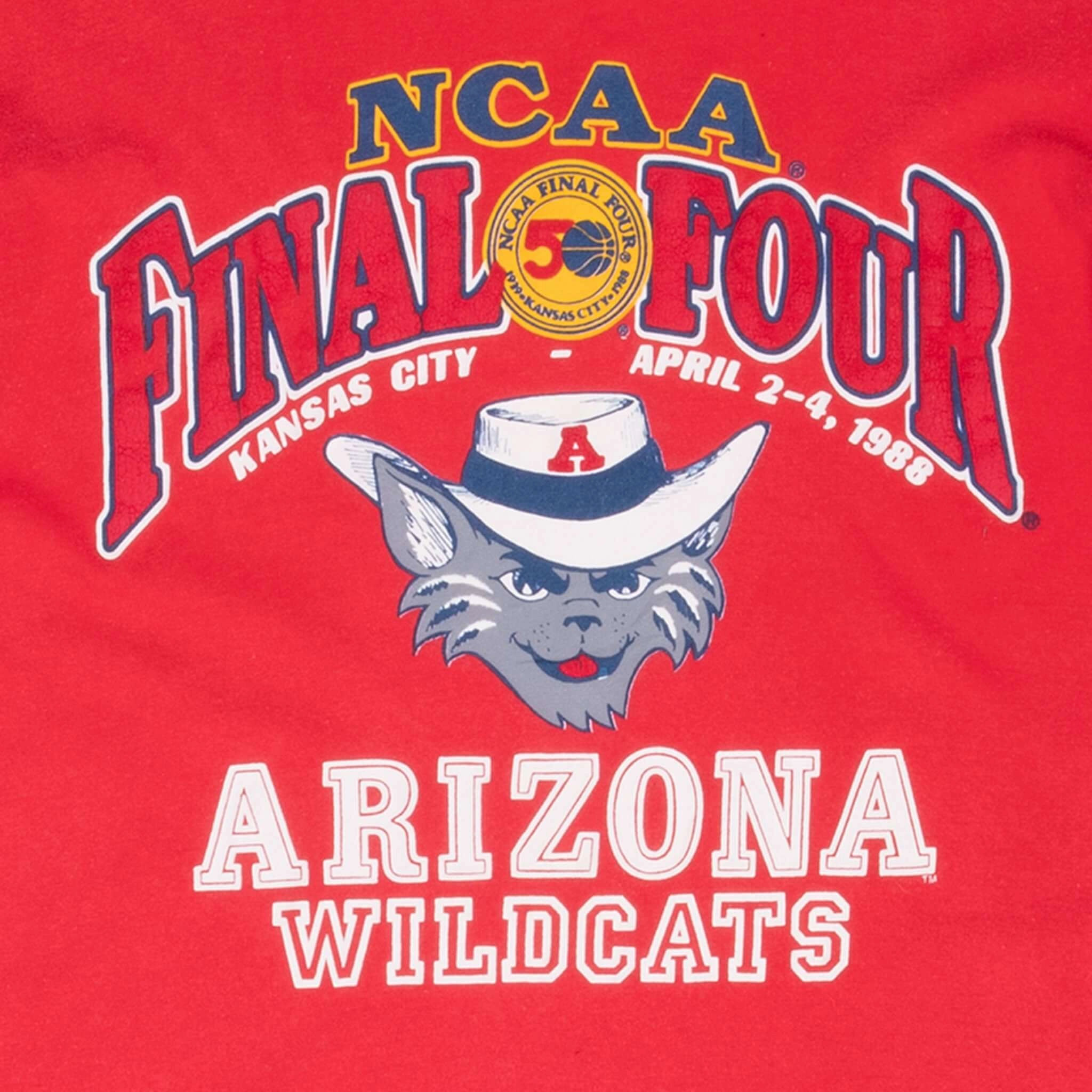 VINTAGE NCAA ARIZONA WILDCATS FINAL FOUR 1988 TEE SHIRT LARGE MADE IN USA