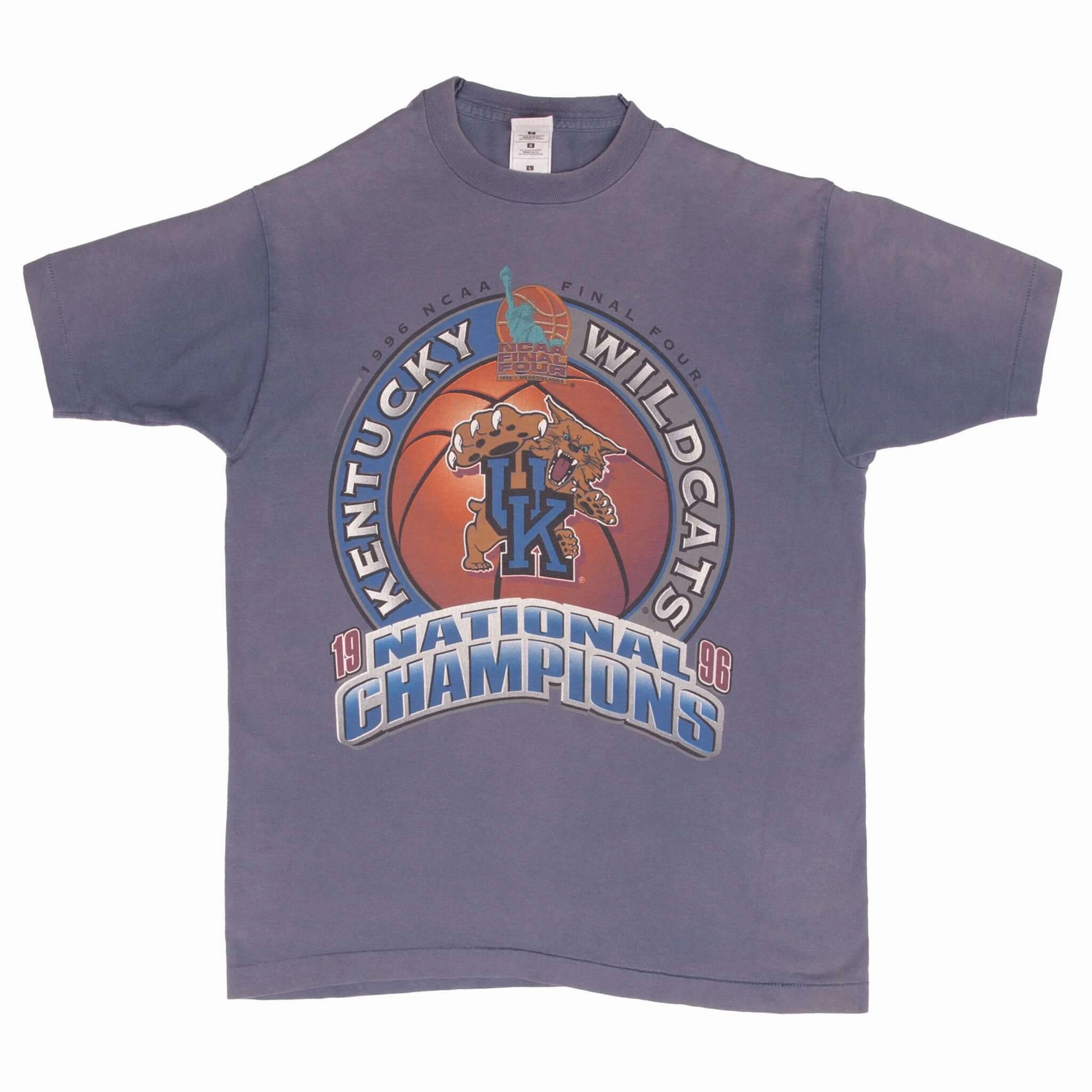VINTAGE NCAA KENTUCKY WILDCATS BASKETBALL CHAMPIONS 1996 TEE SHIRT LARGE MADE US