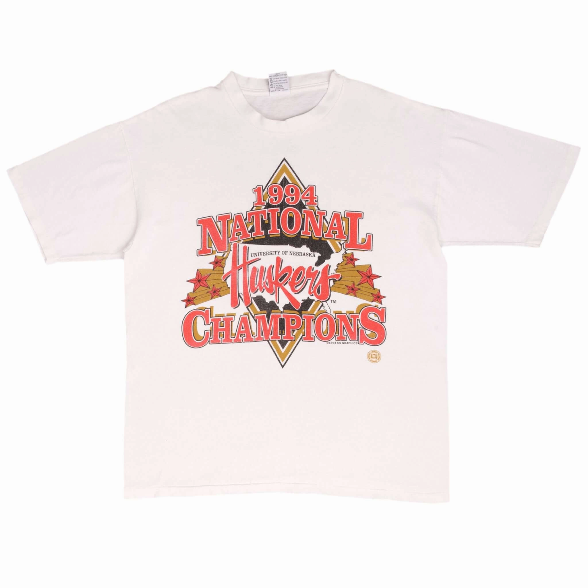 VINTAGE NCAA NEBRASKA HUSKERS CHAMPIONS 1994 TEE SHIRT SIZE LARGE MADE IN USA