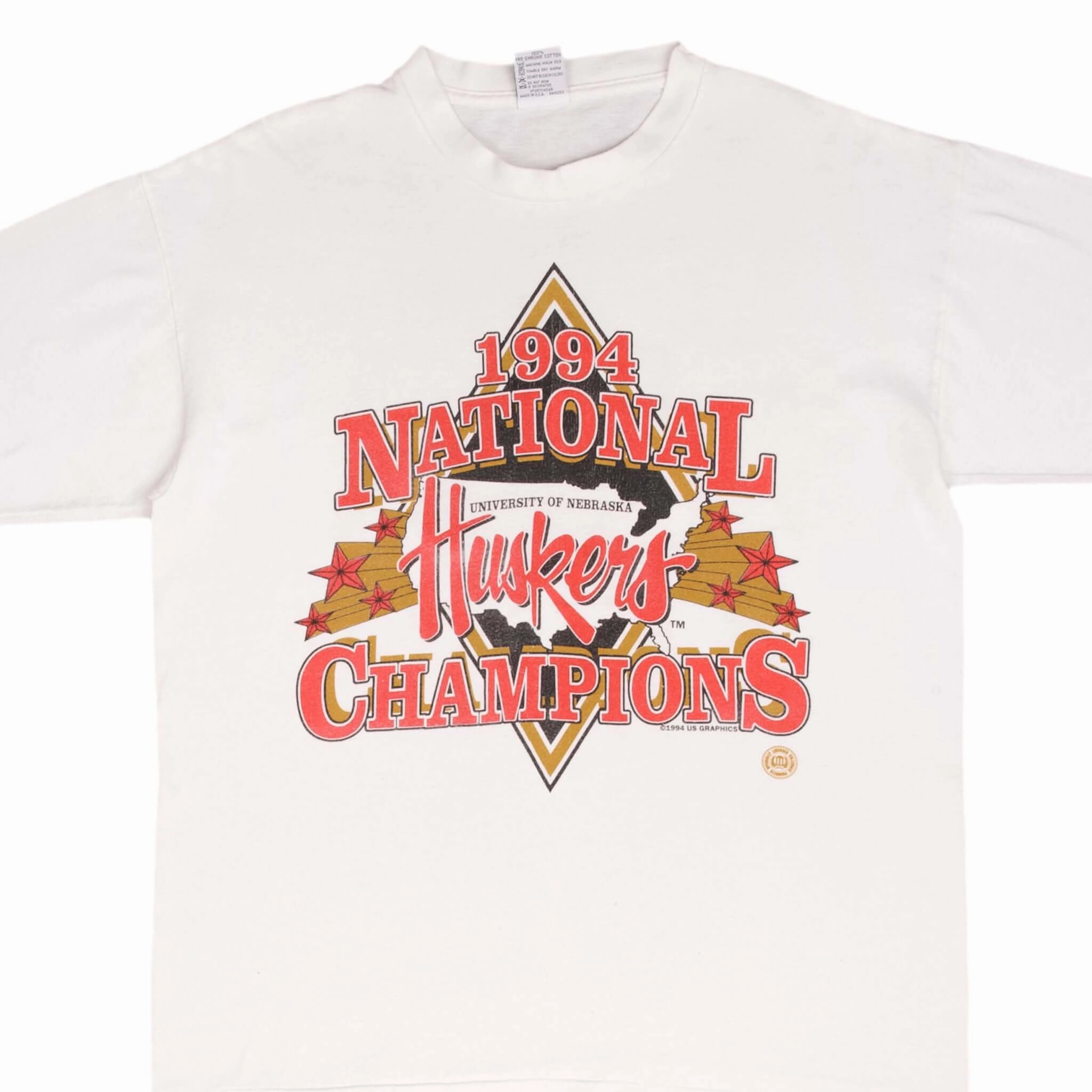 VINTAGE NCAA NEBRASKA HUSKERS CHAMPIONS 1994 TEE SHIRT SIZE LARGE MADE IN USA