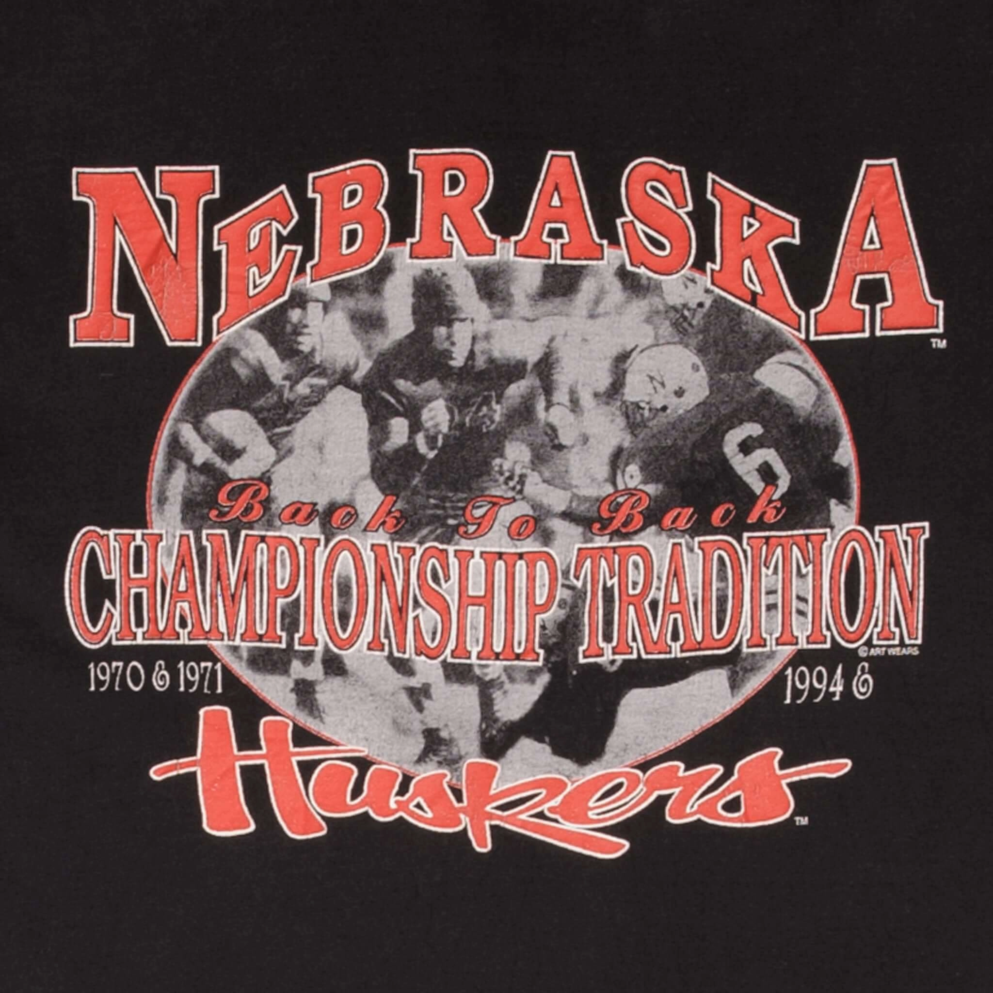VINTAGE NCAA NEBRASKA HUSKERS CHAMPIONS 1994 TEE SHIRT SIZE XL MADE IN USA