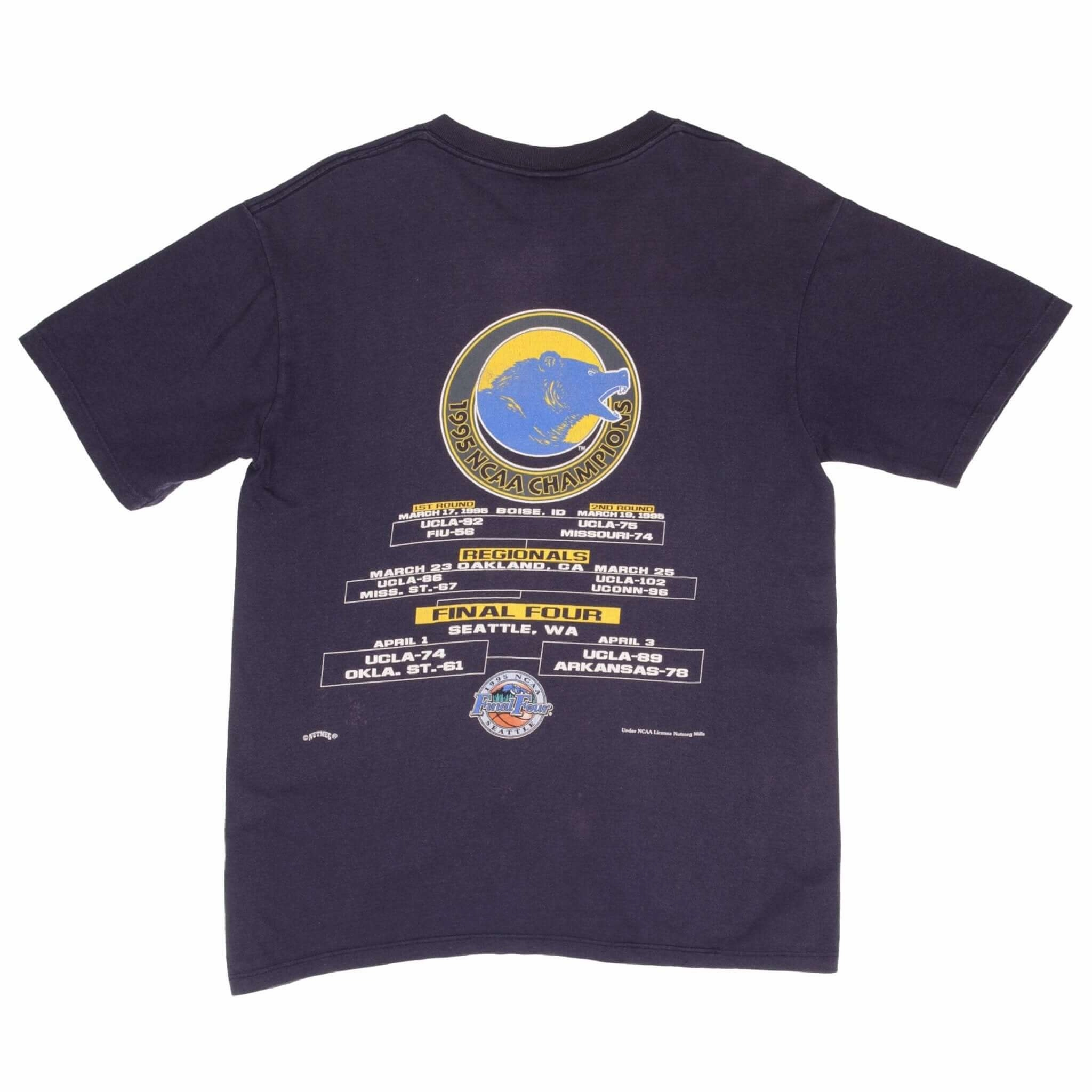 VINTAGE NCAA UCLA BRUINS BASKETBALL CHAMPIONS 1995 TEE SHIRT LARGE MADE IN USA