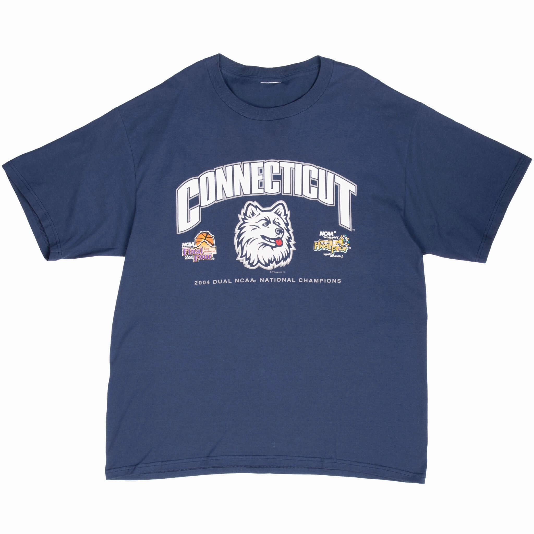 VINTAGE NCAA UCONN HUSKIES CHAMPIONS 2004 TEE SHIRT XL