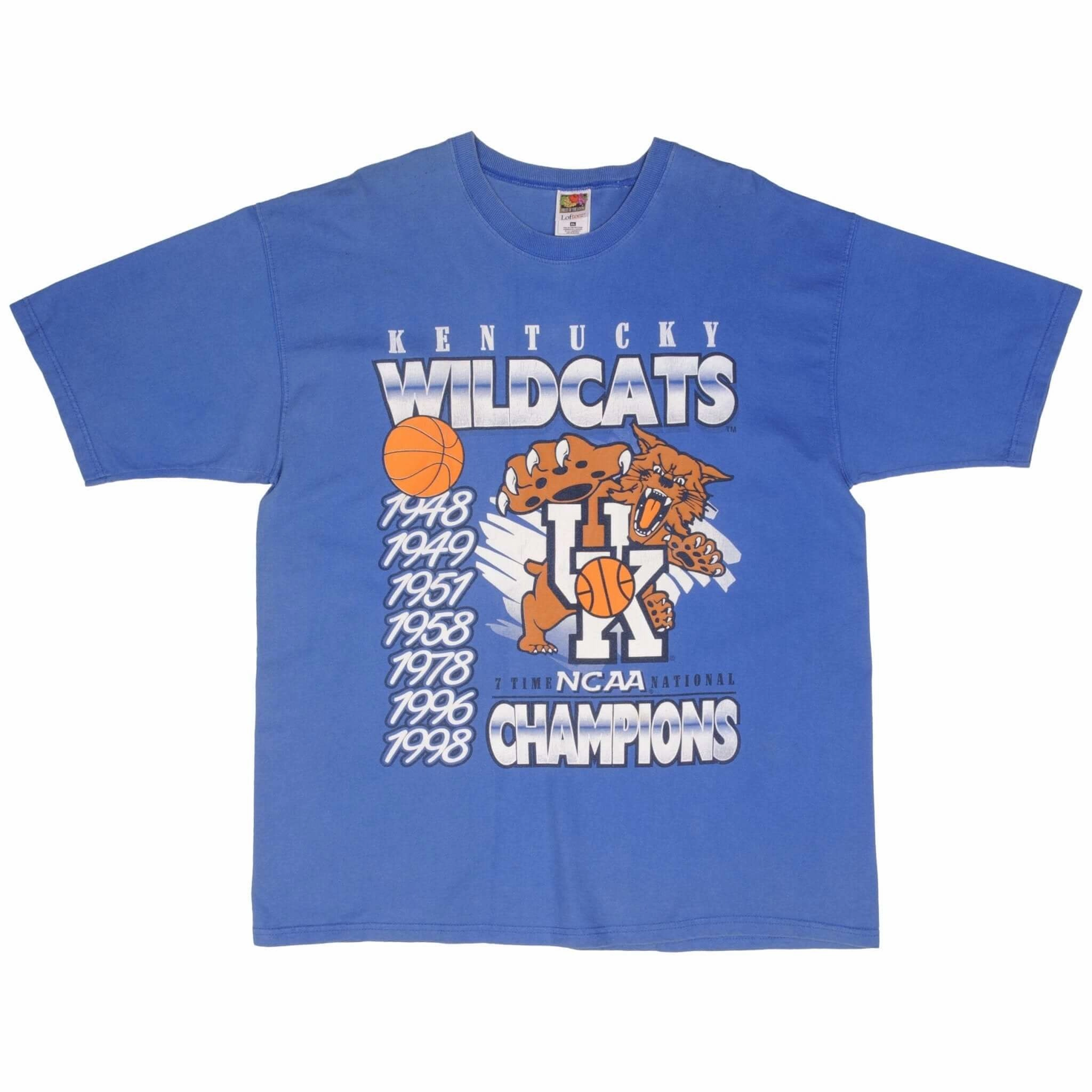 VINTAGE NCAA UNIVERSITY OF KENTUCKY WILDCATS CHAMPIONS 1998 TEE SHIRT SIZE XL