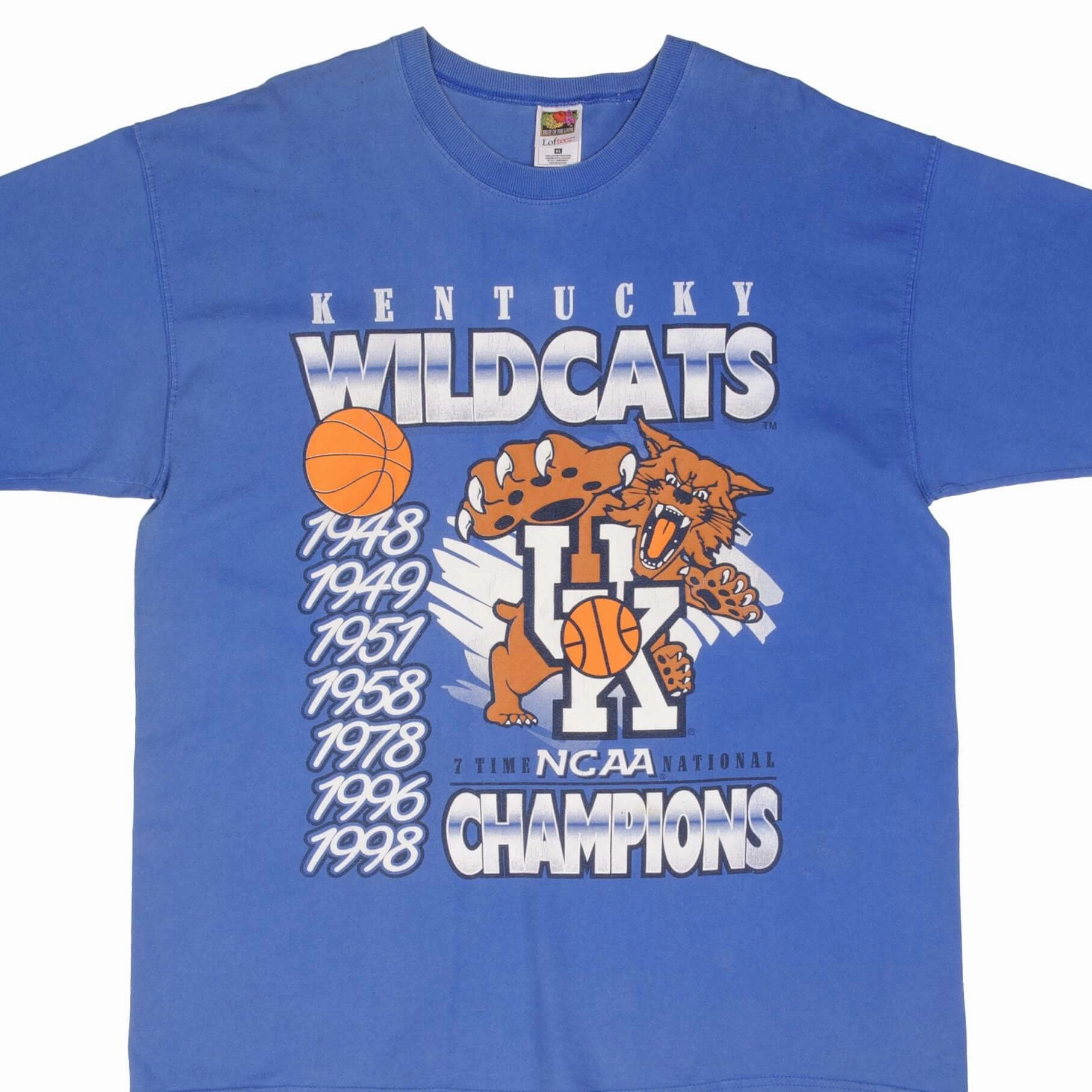 VINTAGE NCAA UNIVERSITY OF KENTUCKY WILDCATS CHAMPIONS 1998 TEE SHIRT SIZE XL