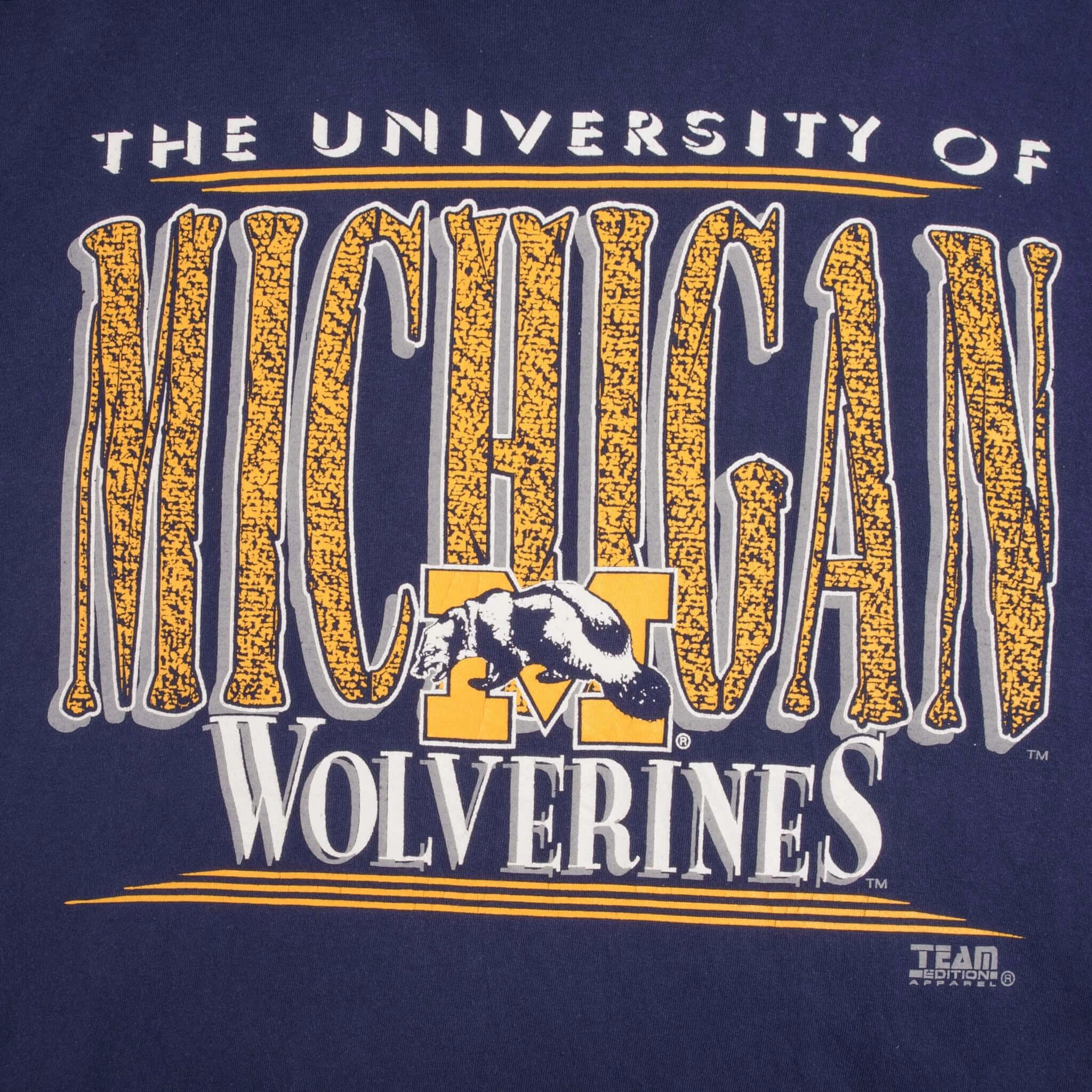 VINTAGE NCAA UNIVERSITY OF MICHIGAN WOLVERINES TEE SHIRT 1990S SIZE LARGE