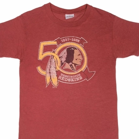 VINTAGE NFL 50TH ANNIVERSARY WASHINGTON REDSKINS TEE SHIRT 1986 SMALL MADE USA