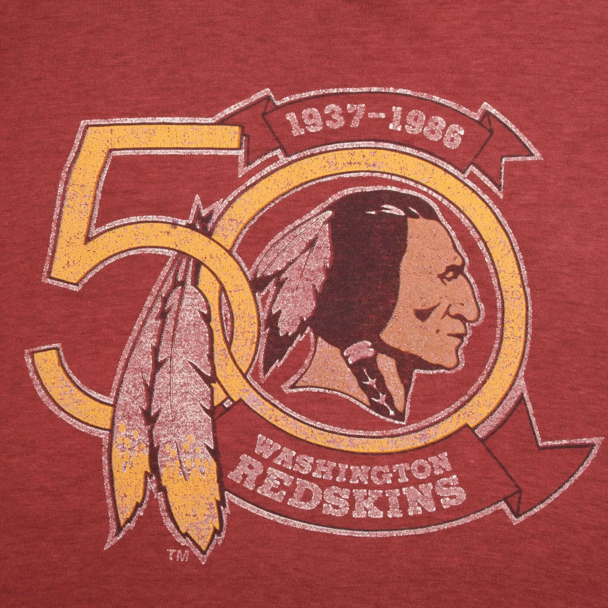 VINTAGE NFL 50TH ANNIVERSARY WASHINGTON REDSKINS TEE SHIRT 1986 SMALL MADE USA