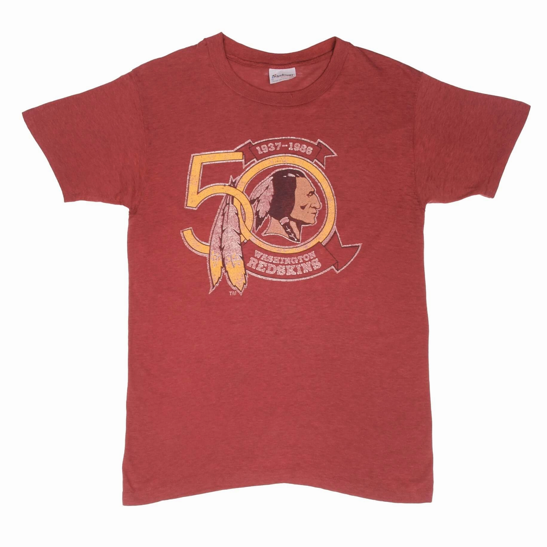 VINTAGE NFL 50TH ANNIVERSARY WASHINGTON REDSKINS TEE SHIRT 1986 SMALL MADE USA