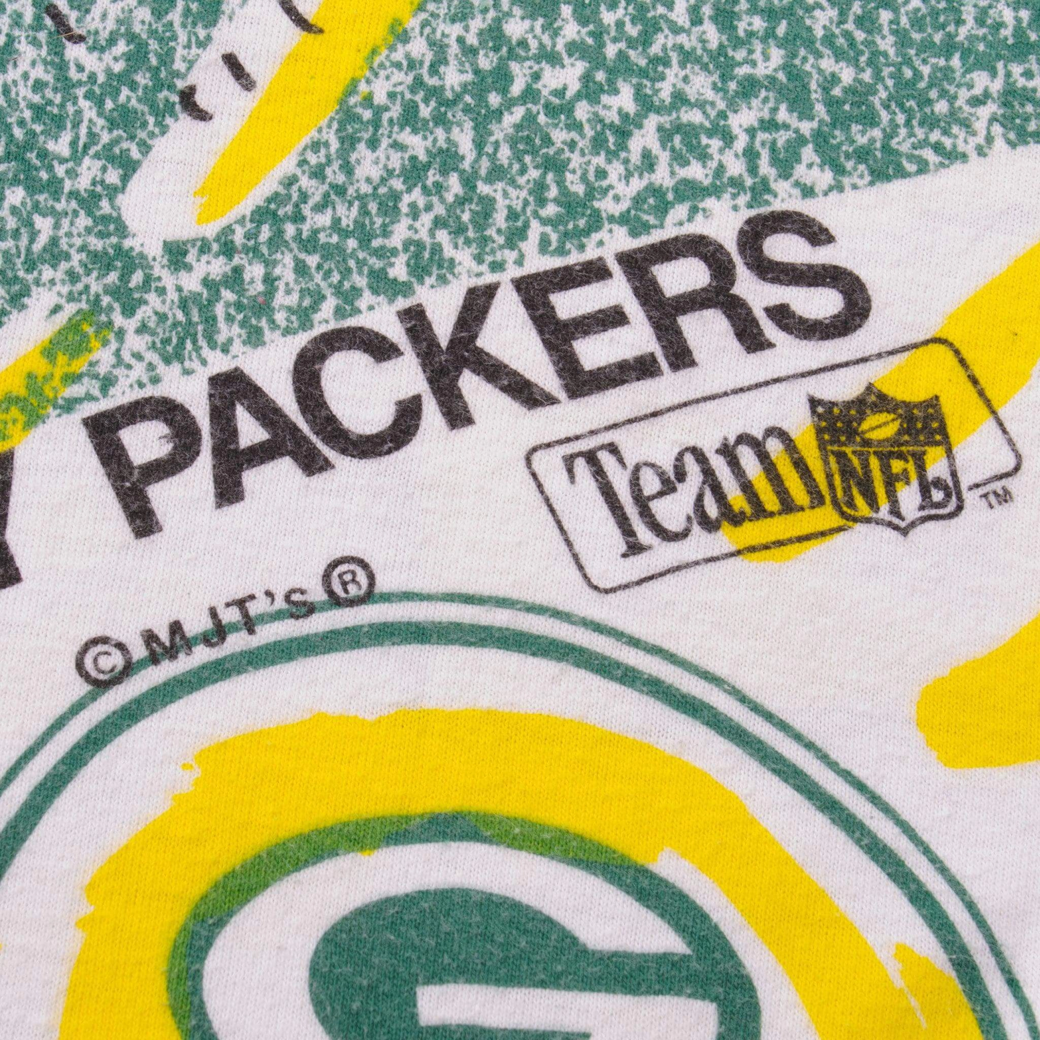 VINTAGE NFL ALL OVER PRINT GREEN BAY PACKERS TEE SHIRT 1990S SIZE LARGE