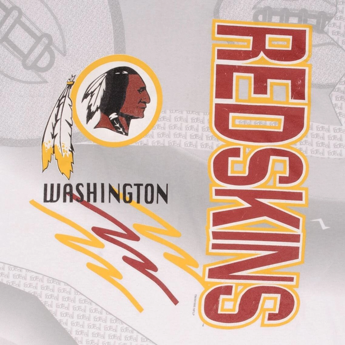 VINTAGE NFL ALL OVER PRINT WASHINGTON REDSKINS 1995 TEE SHIRT XL MADE IN USA