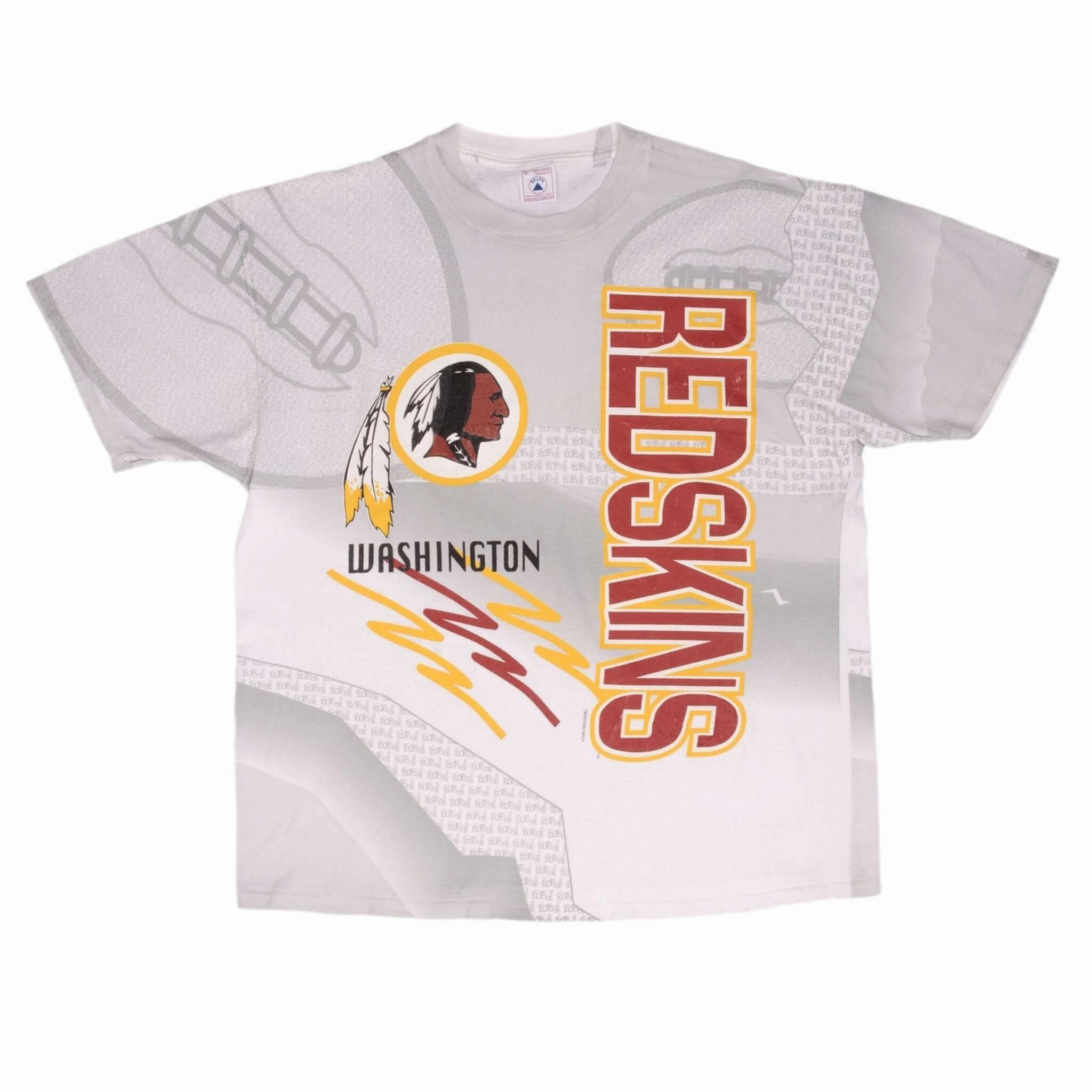 VINTAGE NFL ALL OVER PRINT WASHINGTON REDSKINS 1995 TEE SHIRT XL MADE IN USA