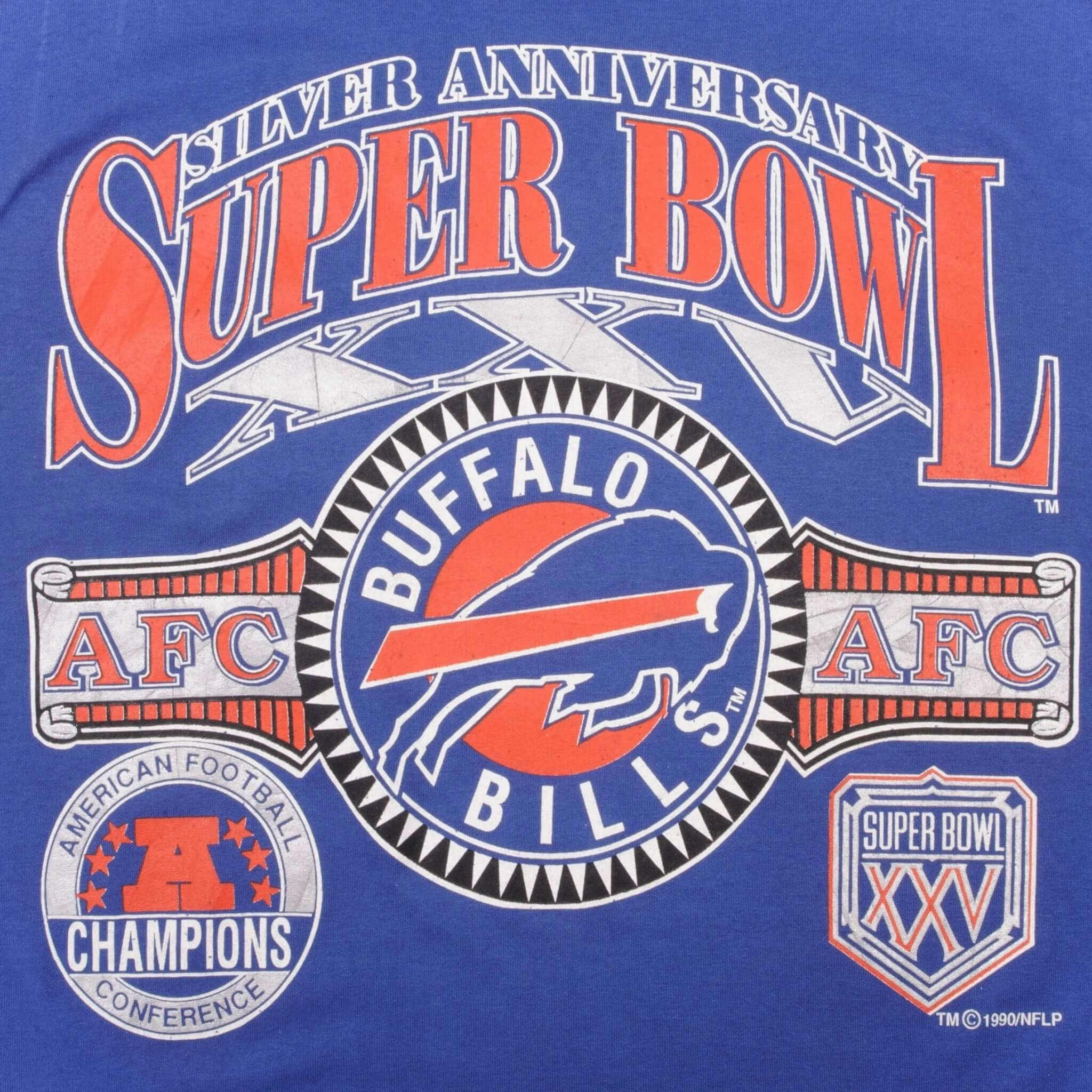 VINTAGE NFL BUFFALO BILLS SUPER BOWL XXV 1990 TEE SHIRT SIZE MEDIUM MADE IN USA