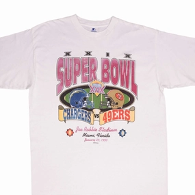 VINTAGE NFL CHARGERS VS 49ERS SUPER BOWL TEE SHIRT 1995 SIZE XL MADE IN USA