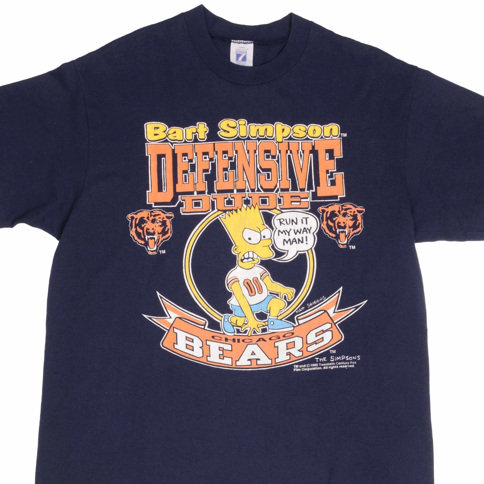 VINTAGE NFL CHICAGO BEARS BART SIMPSON 1990 TEE SHIRT SIZE XL MADE IN USA