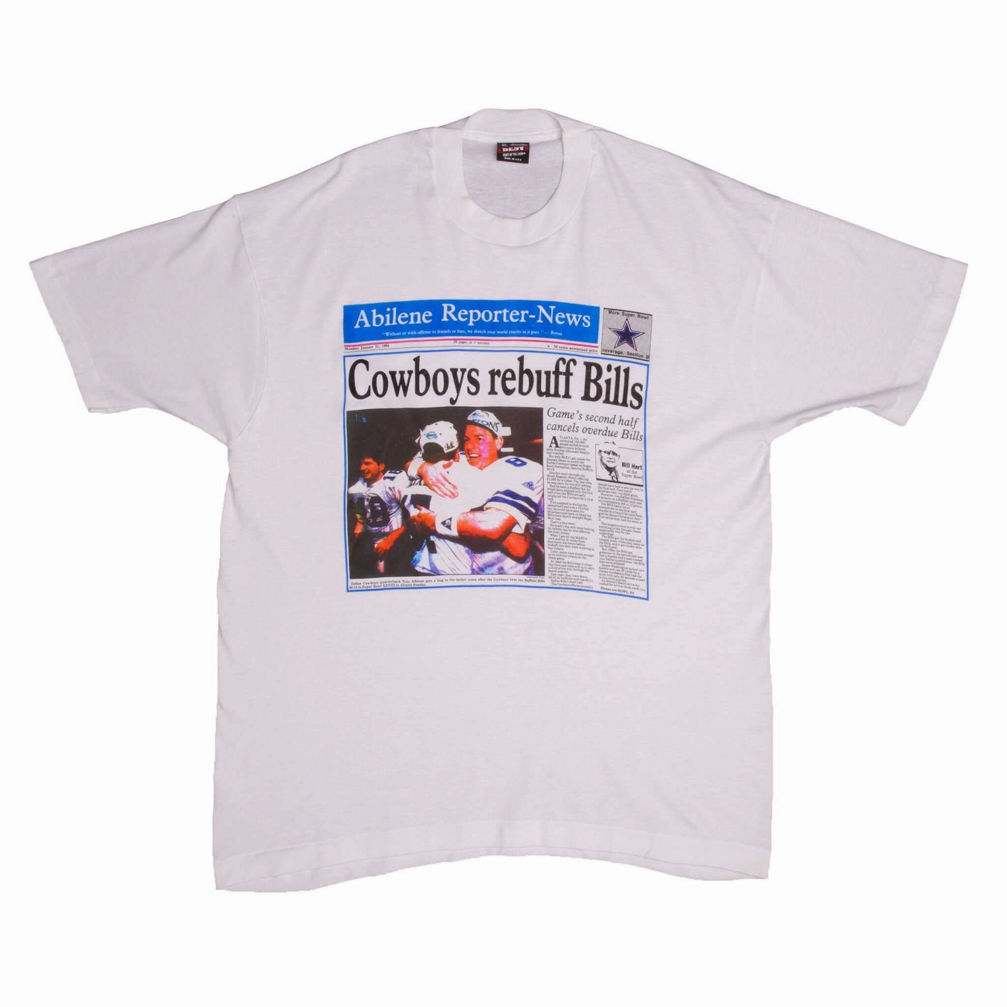 VINTAGE NFL DALLAS COWBOYS CHAMPION VS BUFFALO BILLS TEE SHIRT 1994 XL MADE USA