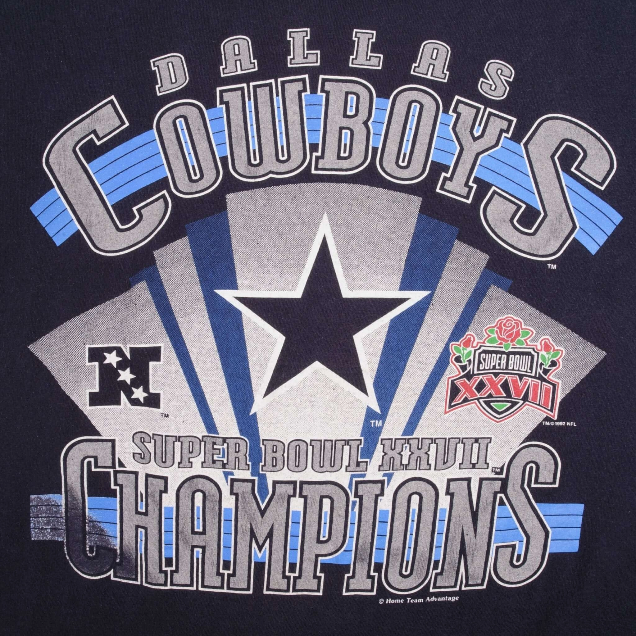 VINTAGE NFL DALLAS COWBOYS SUPER BOWL CHAMPIONS 1992 TEE SHIRT LARGE MADE IN USA