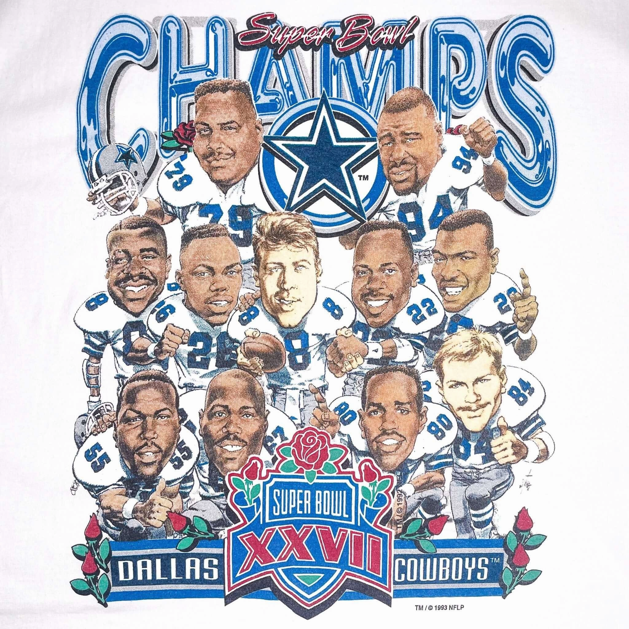 VINTAGE NFL DALLAS COWBOYS SUPER BOWL CHAMPIONS 1992 TEE SHIRT XL MADE USA