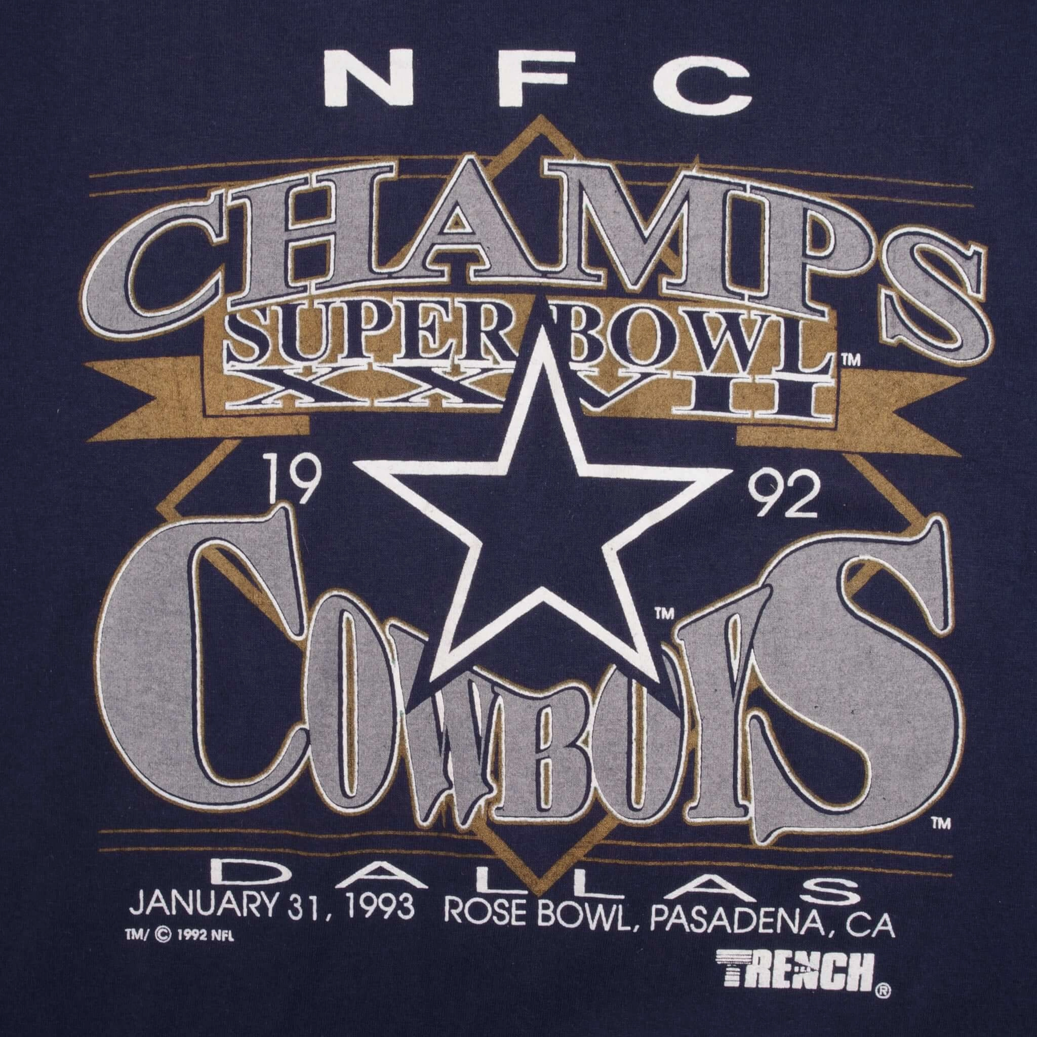 VINTAGE NFL DALLAS COWBOYS SUPER BOWL XXVII CHAMPS 1992 TEE SHIRT XL MADE IN USA