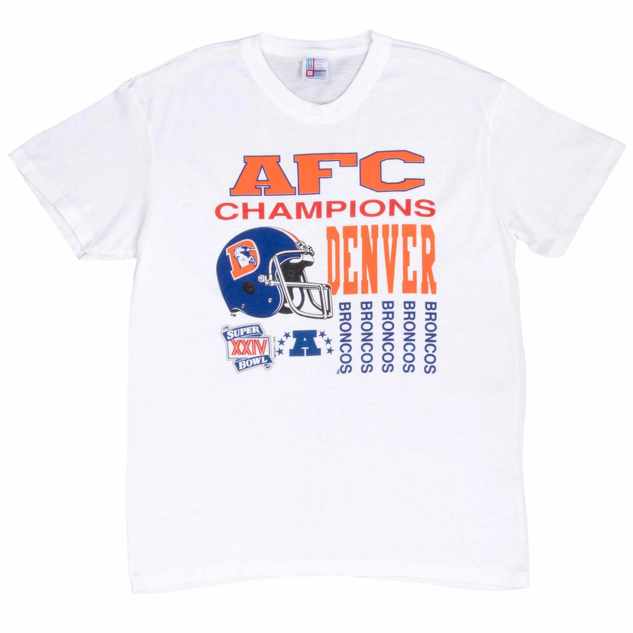 VINTAGE NFL DENVER BRONCOS AFC CHAMPIONS 1989 TEE SHIRT LARGE MADE IN USA