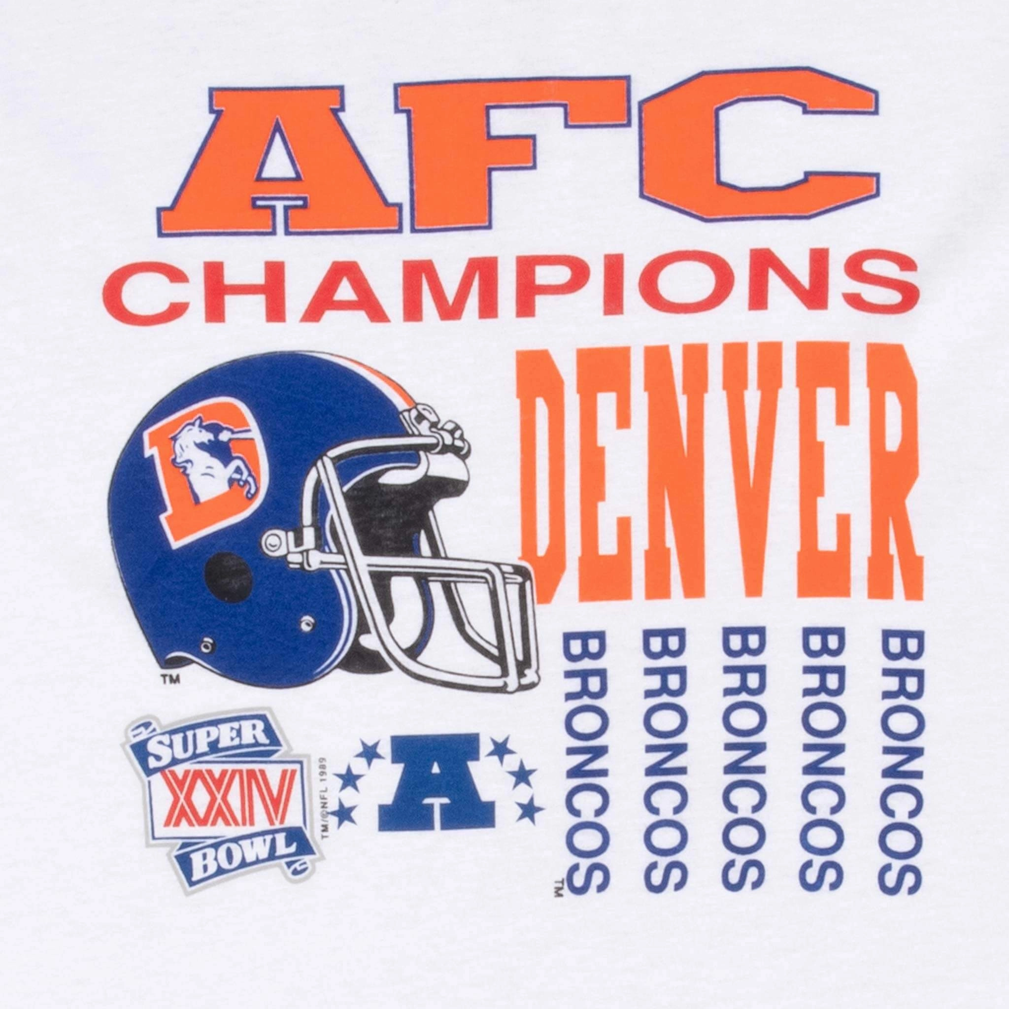 VINTAGE NFL DENVER BRONCOS AFC CHAMPIONS 1989 TEE SHIRT LARGE MADE IN USA