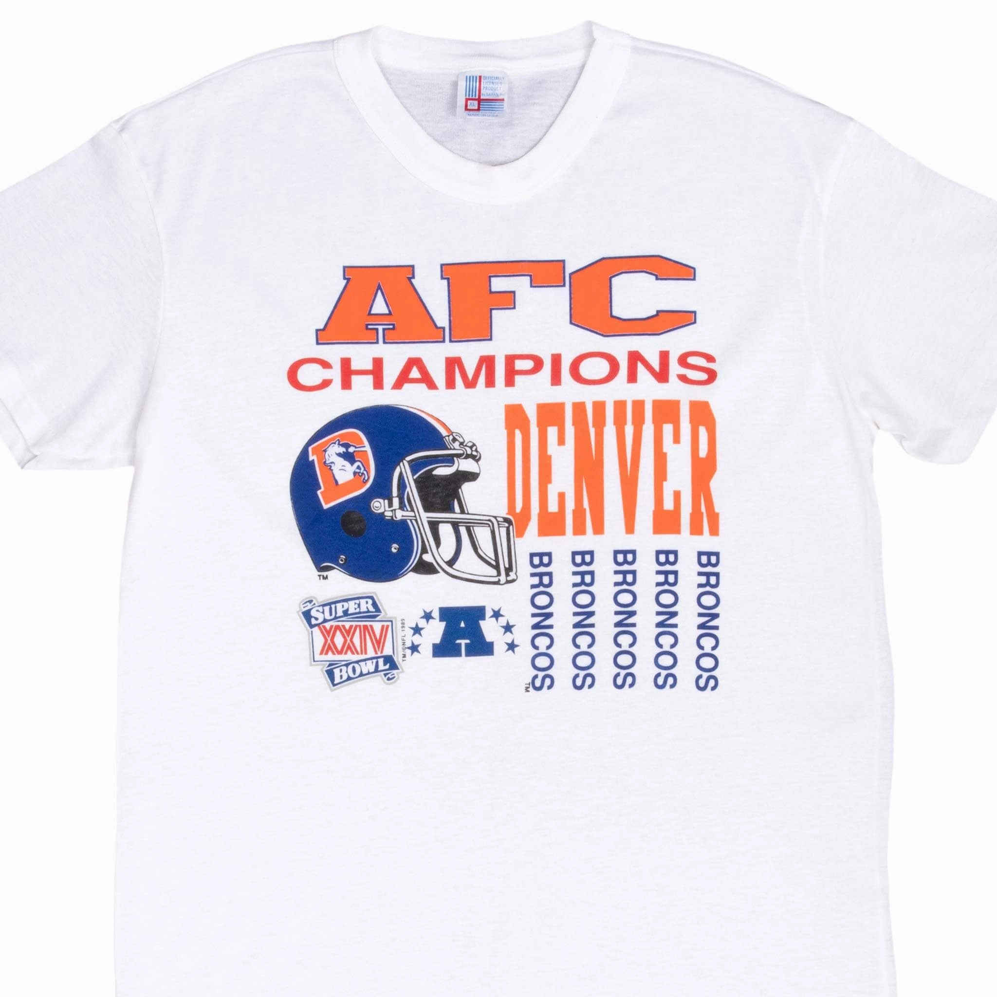 VINTAGE NFL DENVER BRONCOS AFC CHAMPIONS 1989 TEE SHIRT LARGE MADE IN USA
