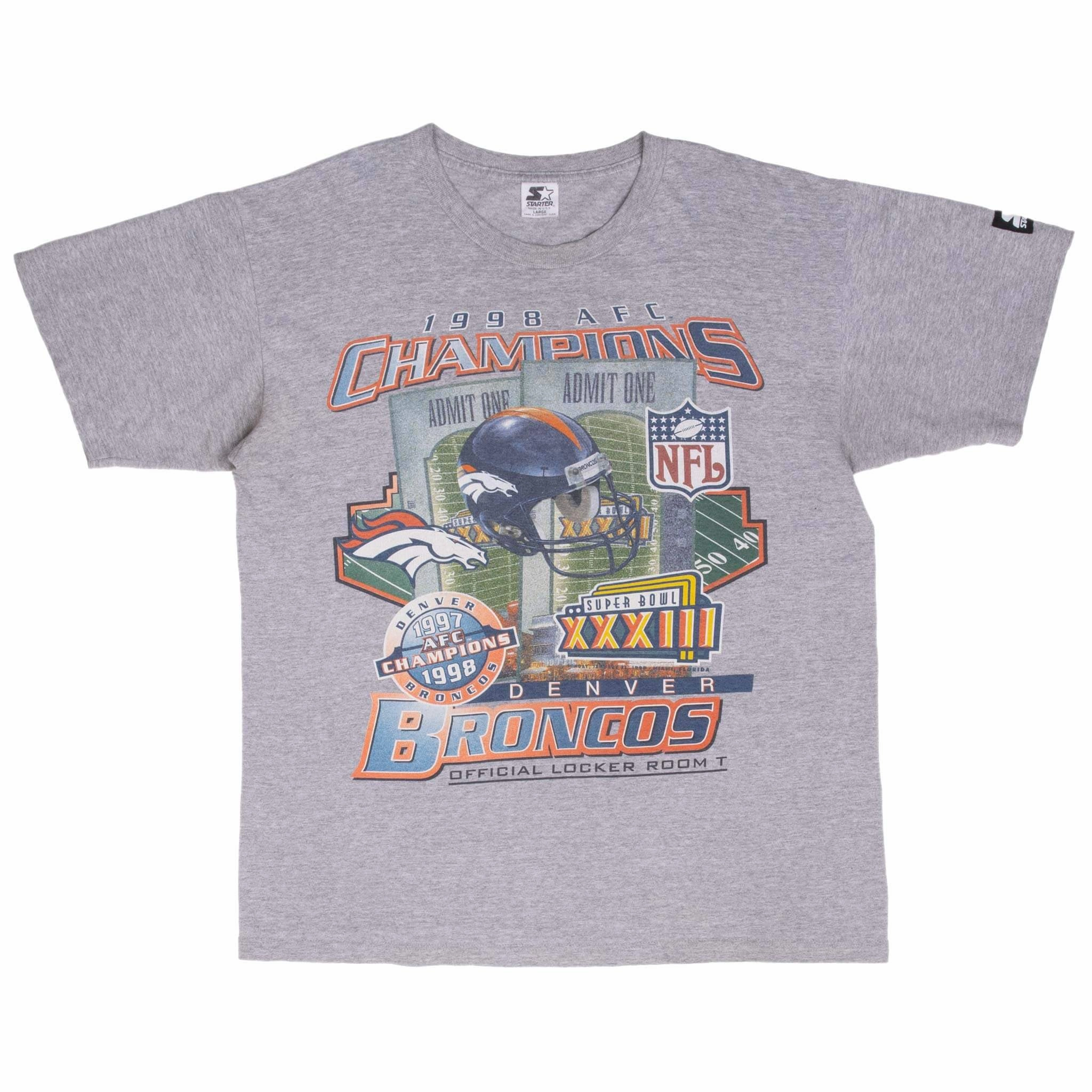 VINTAGE NFL DENVER BRONCOS AFC CHAMPIONS 1998 TEE SHIRT LARGE MADE IN USA