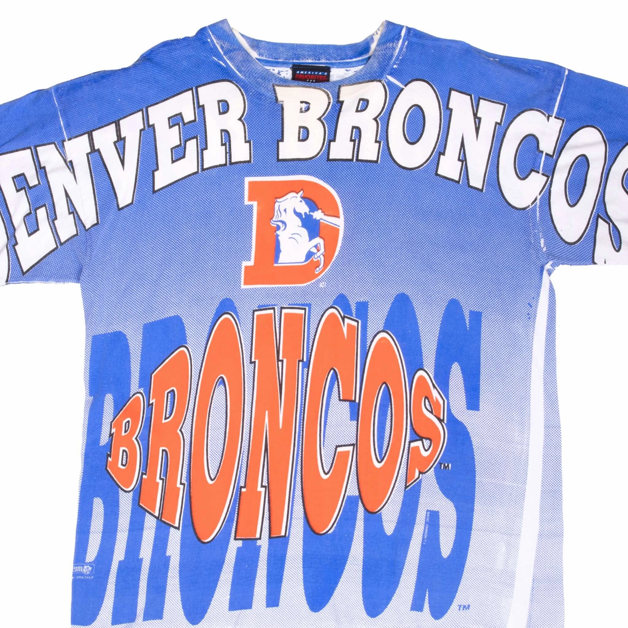 VINTAGE NFL DENVER BRONCOS ALL OVER PRINT 1994 TEE SHIRT XL