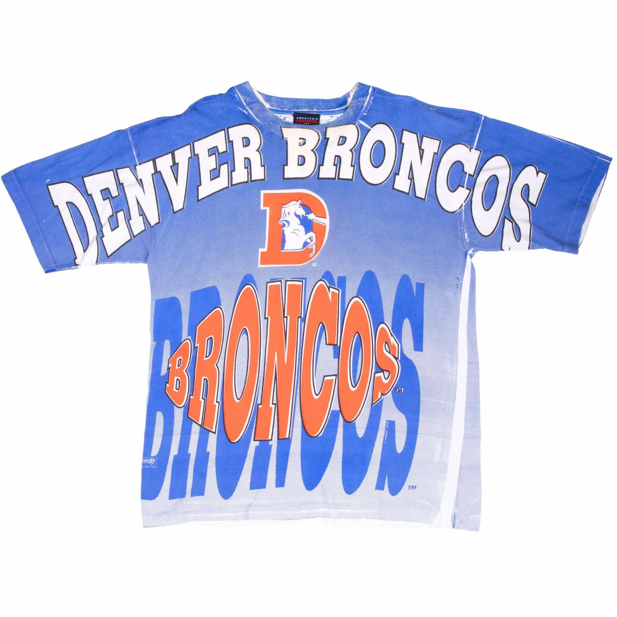 VINTAGE NFL DENVER BRONCOS ALL OVER PRINT 1994 TEE SHIRT XL